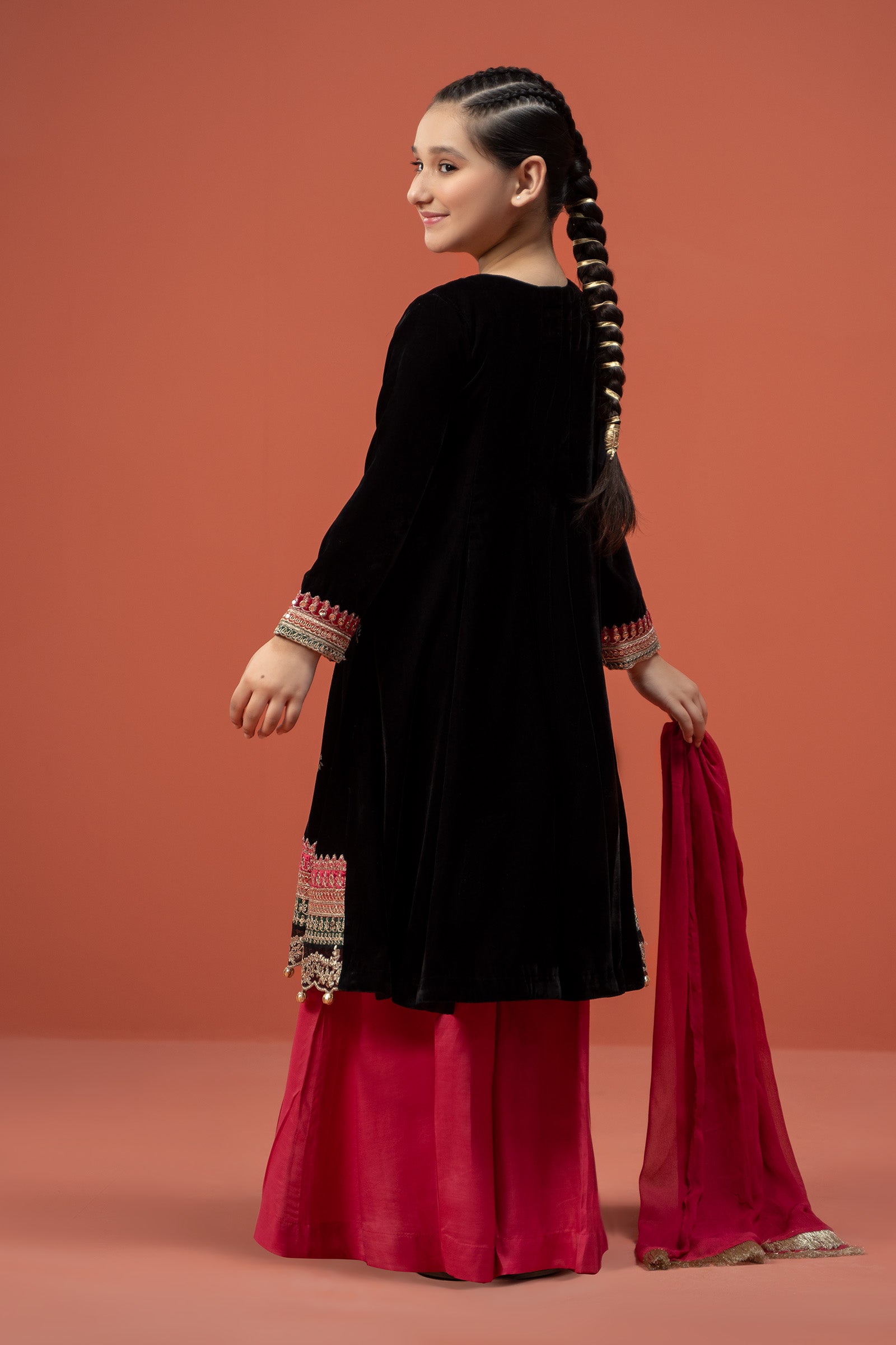 3 Piece Embroidered Velvet Suit