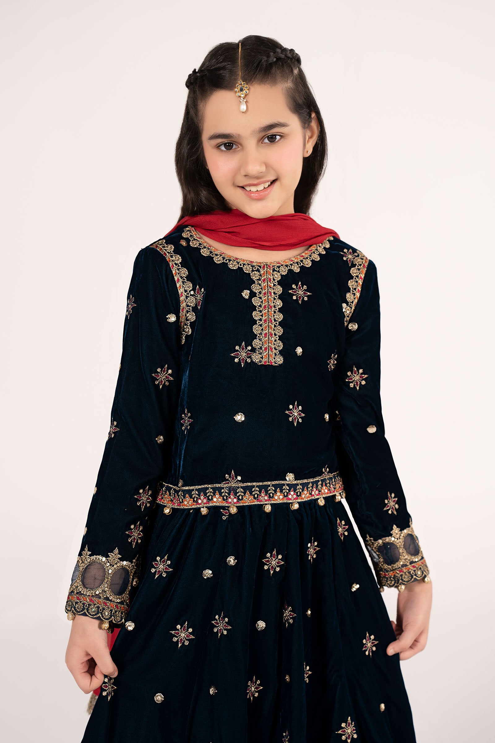 3 Piece Embroidered Velvet Suit