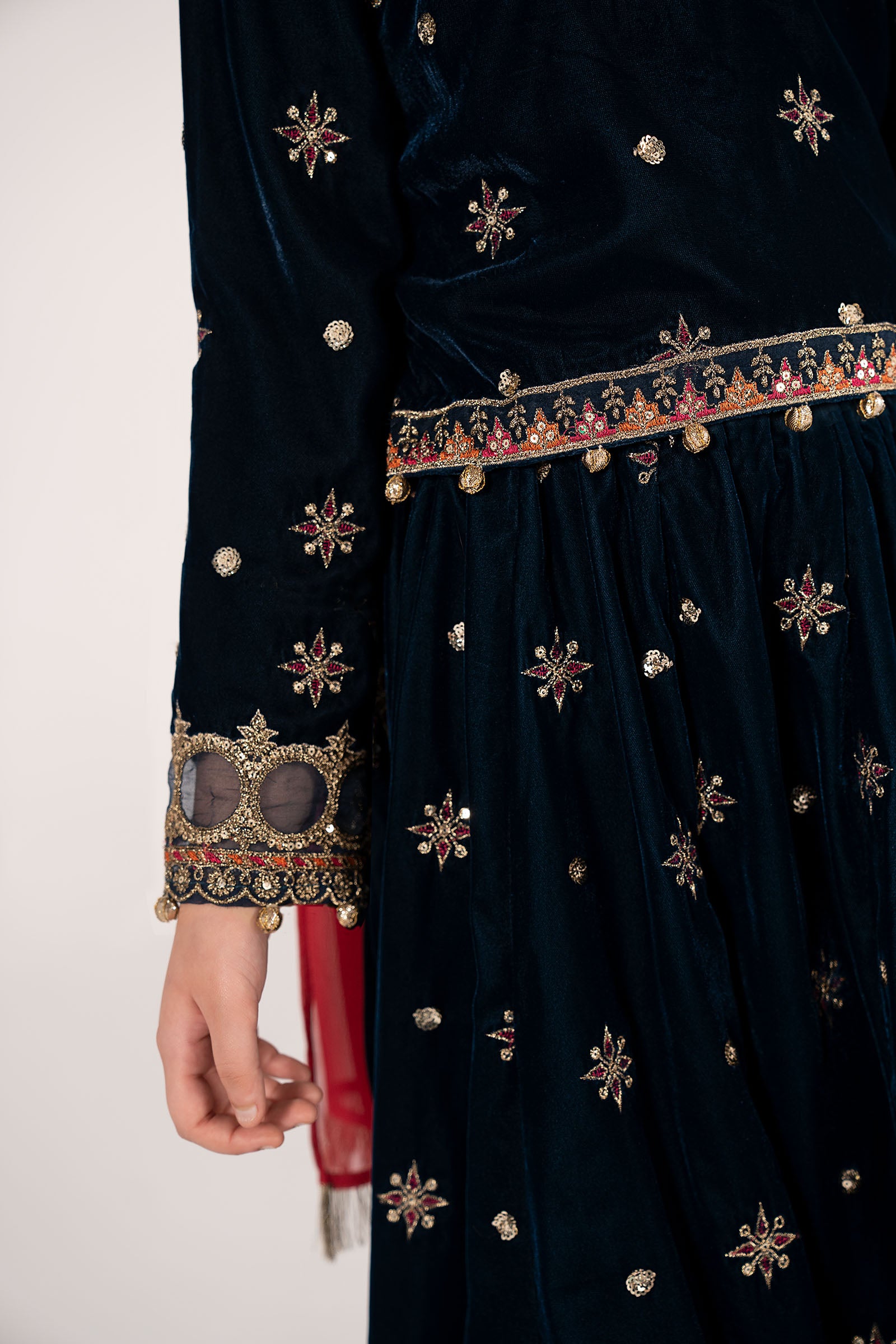 3 Piece Embroidered Velvet Suit