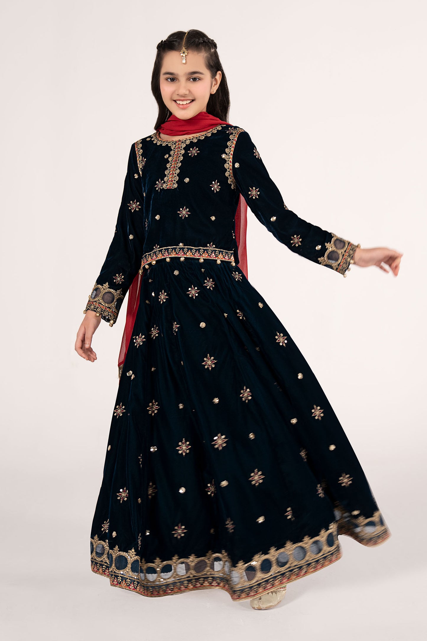 3 Piece Embroidered Velvet Suit