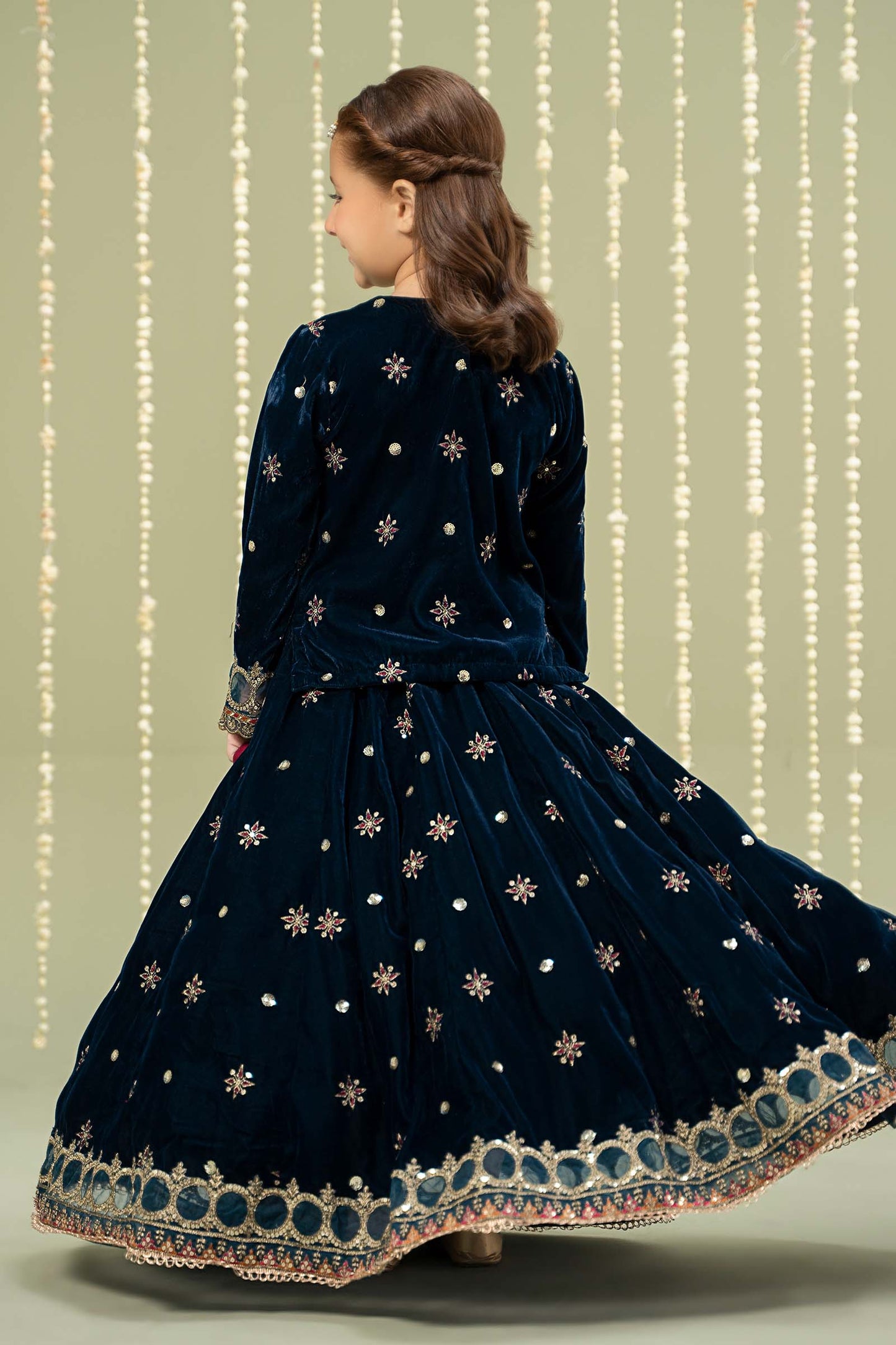 3 Piece Embroidered Velvet Suit