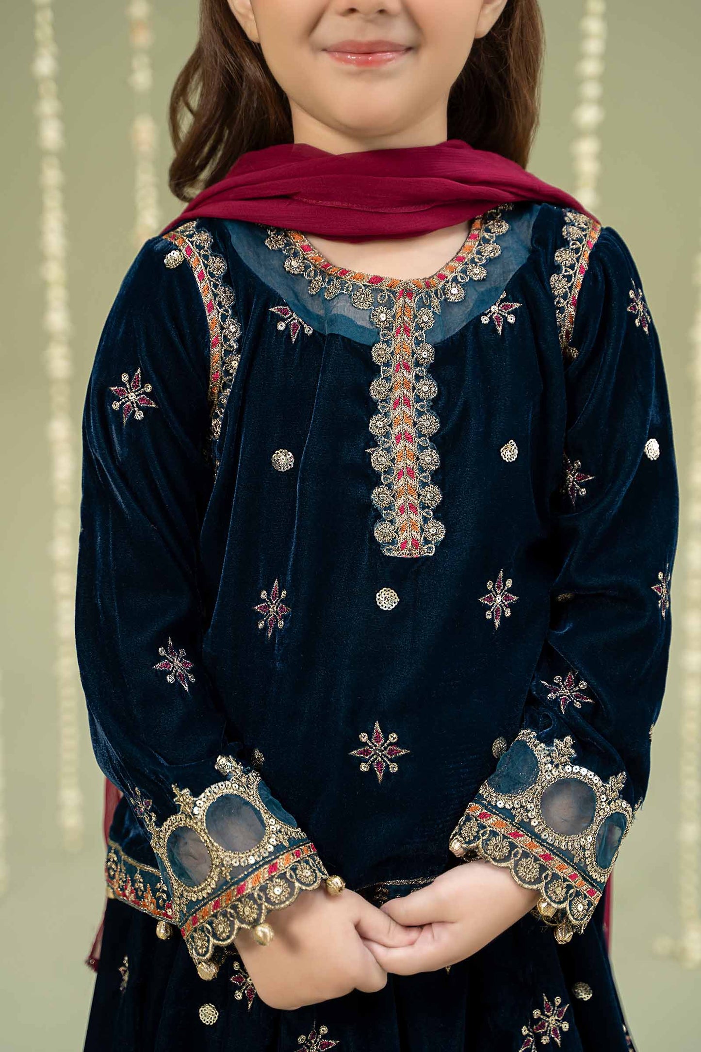 3 Piece Embroidered Velvet Suit
