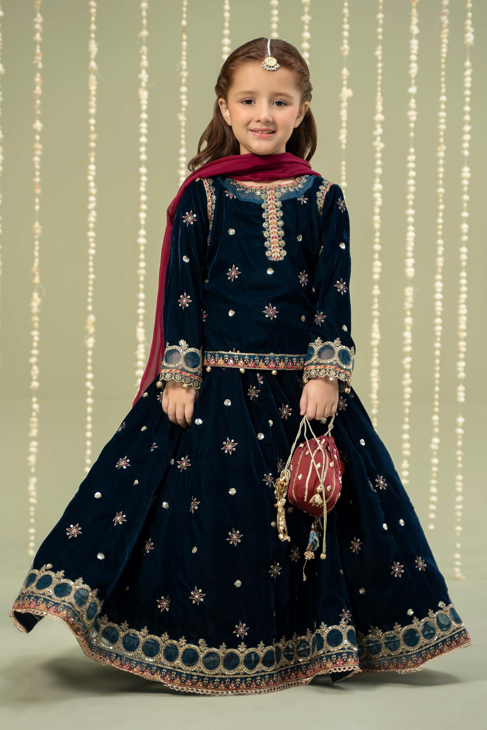 3 Piece Embroidered Velvet Suit