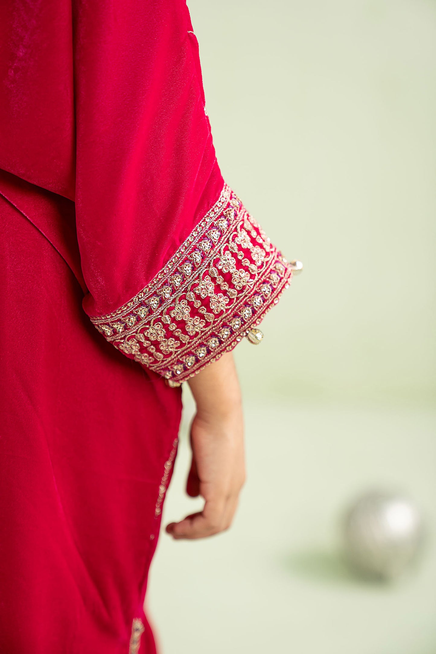 2 Piece Embroidered Velvet Suit