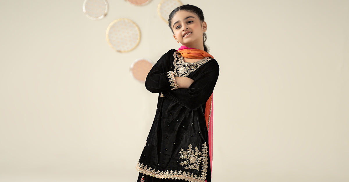 3 Piece Embroidered Velvet Suit