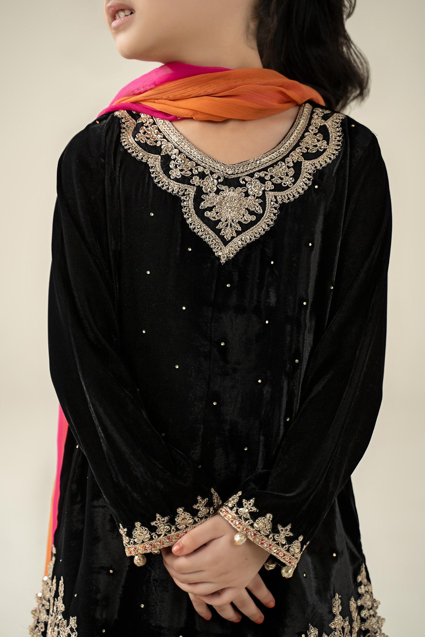 3 Piece Embroidered Velvet Suit