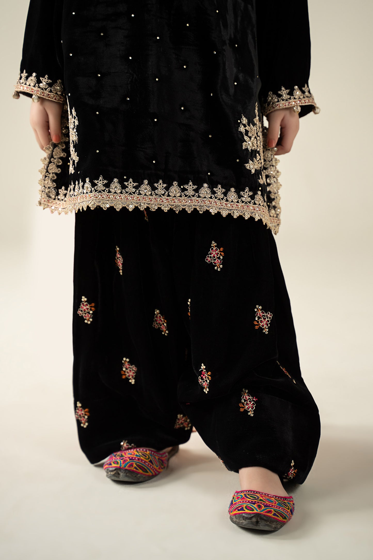 3 Piece Embroidered Velvet Suit