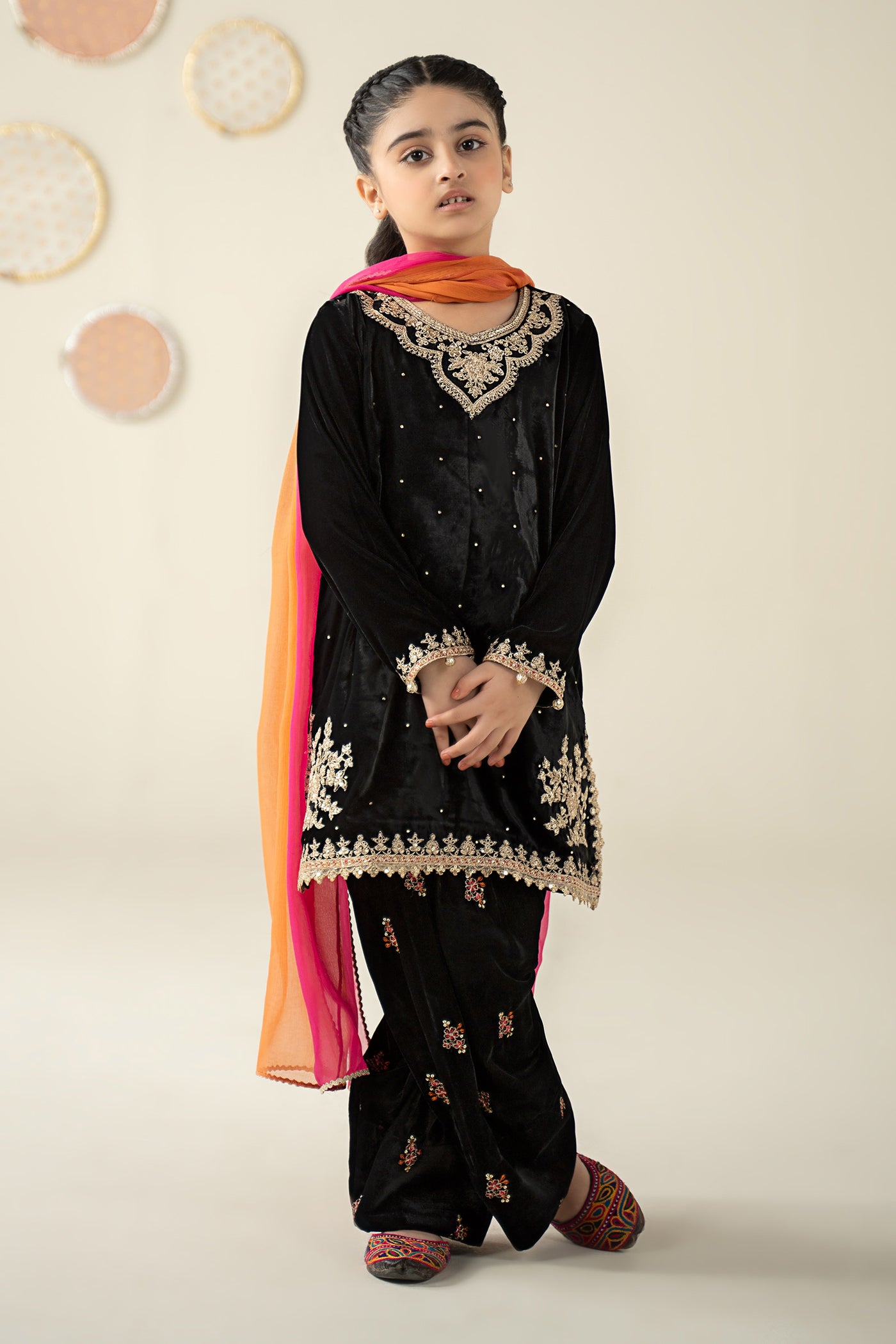 3 Piece Embroidered Velvet Suit