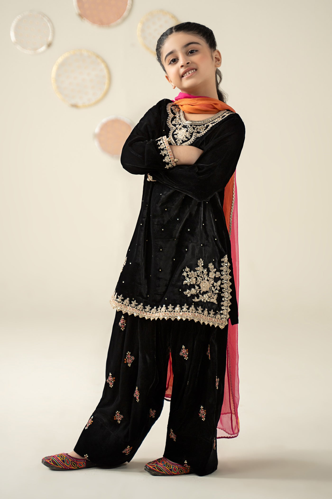 3 Piece Embroidered Velvet Suit