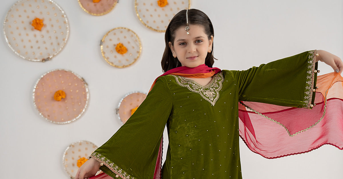 3 Piece Embroidered Velvet Suit