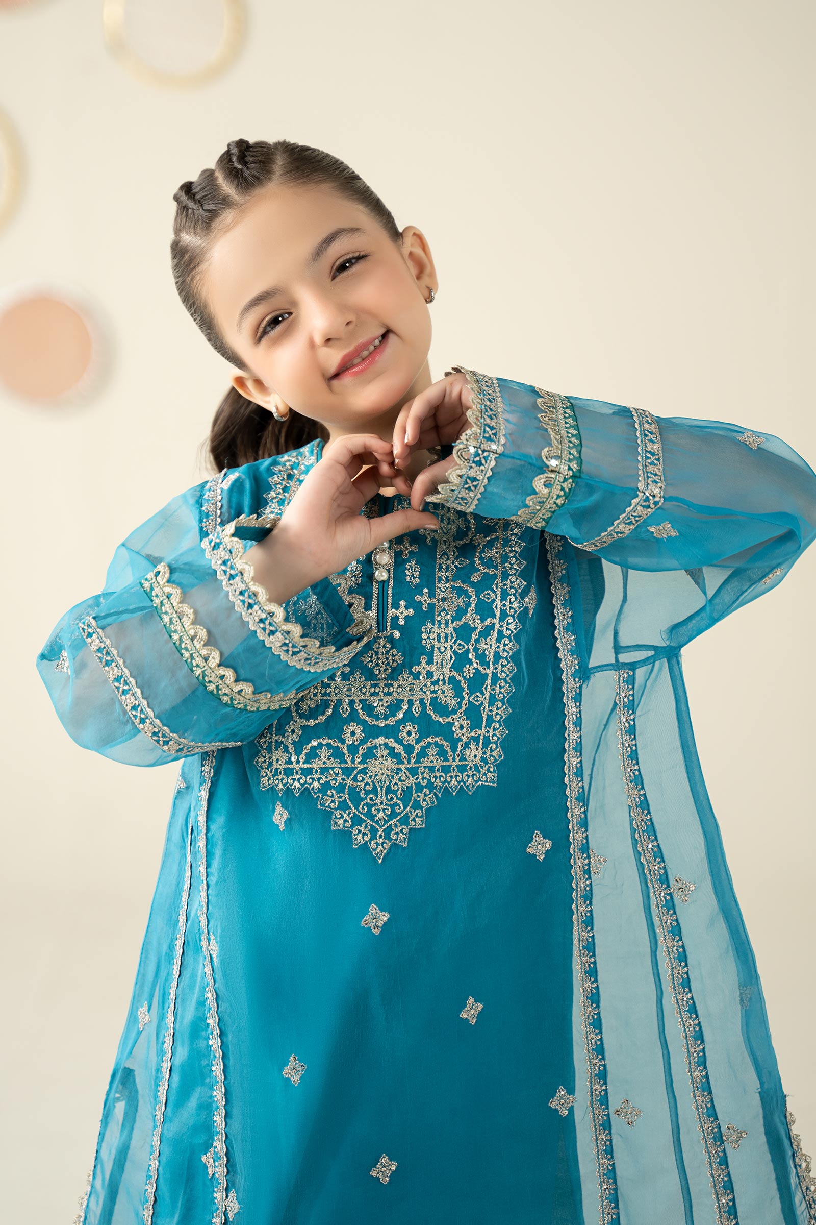 2 Piece Embroidered Organza Suit