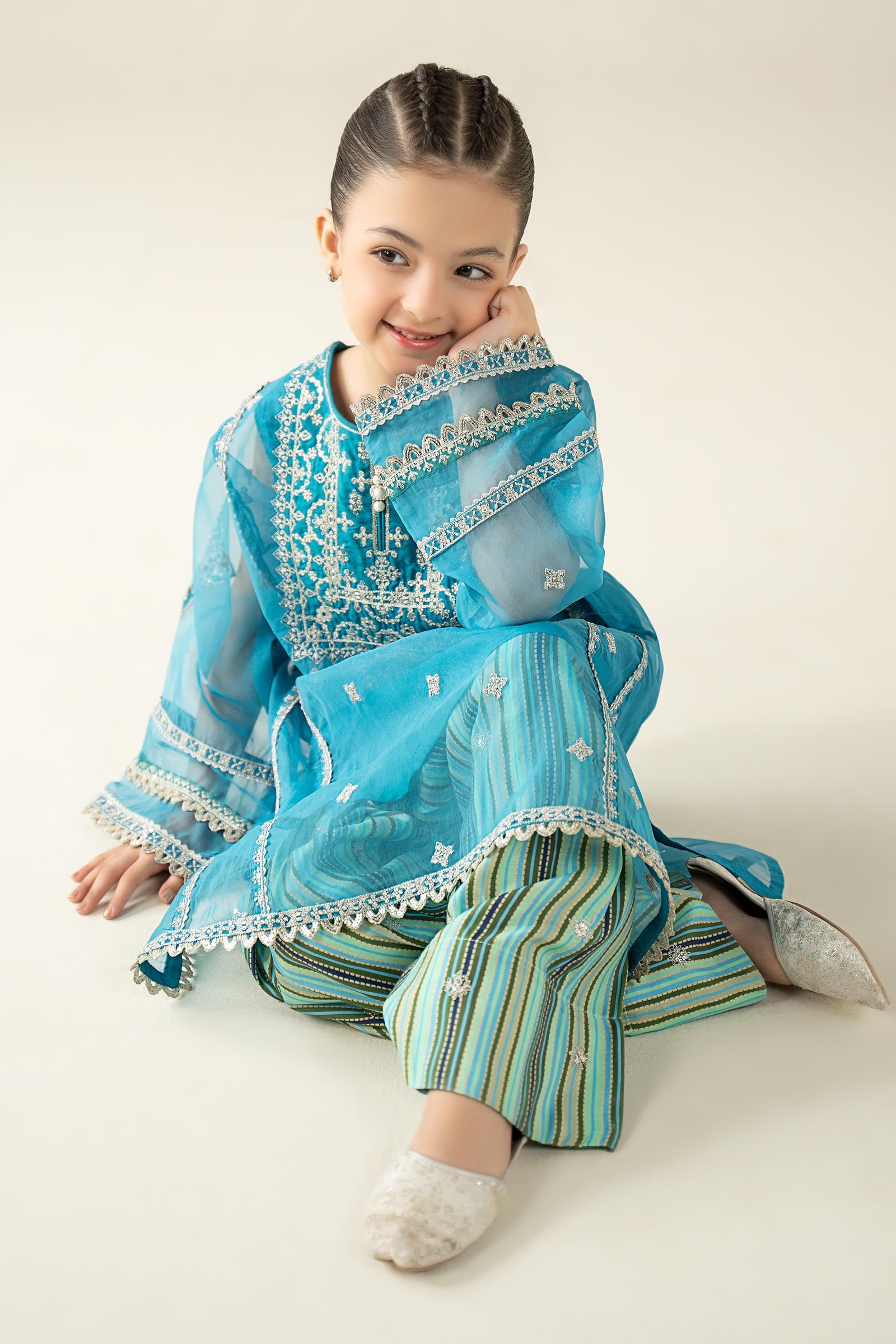 2 Piece Embroidered Organza Suit