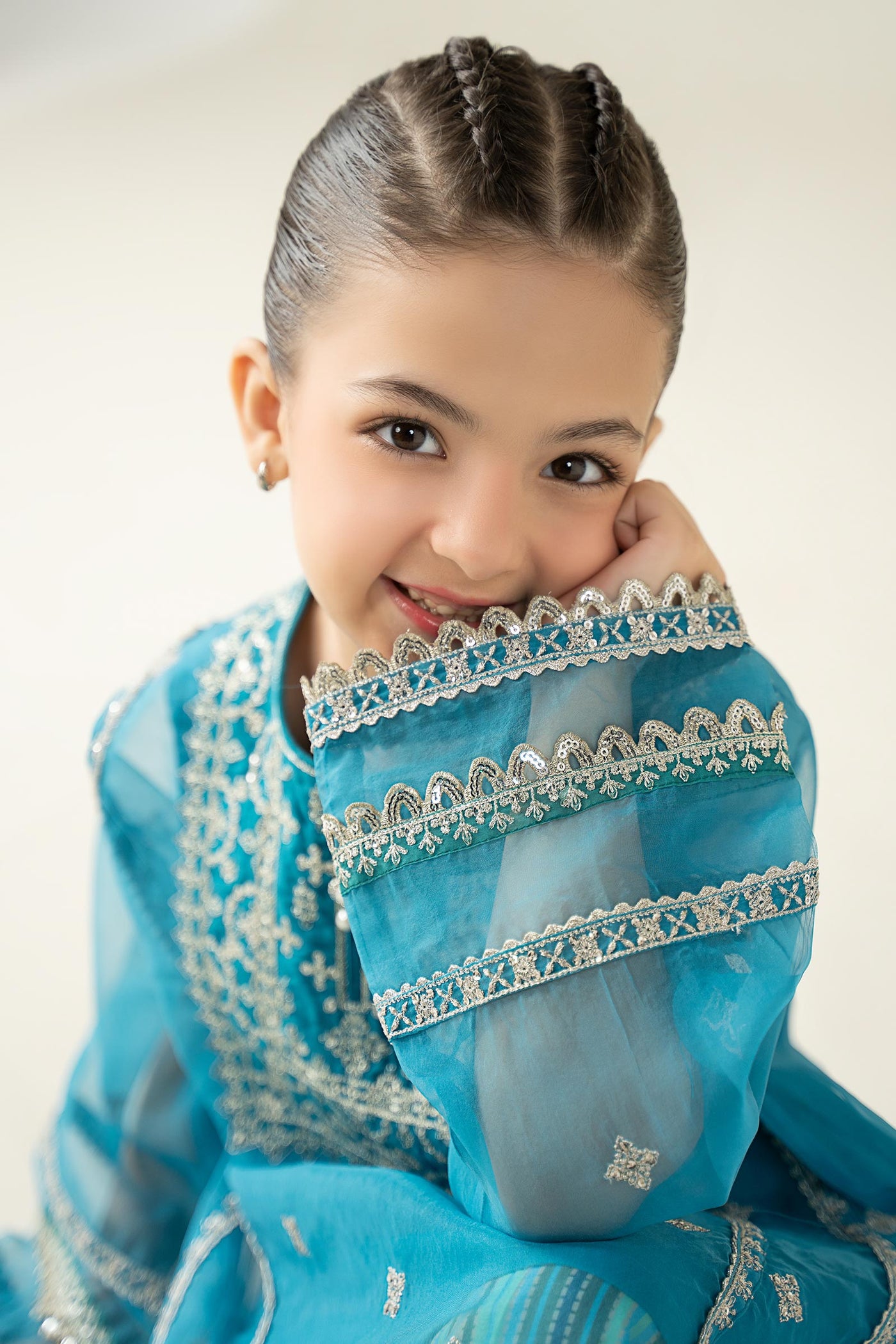 2 Piece Embroidered Organza Suit