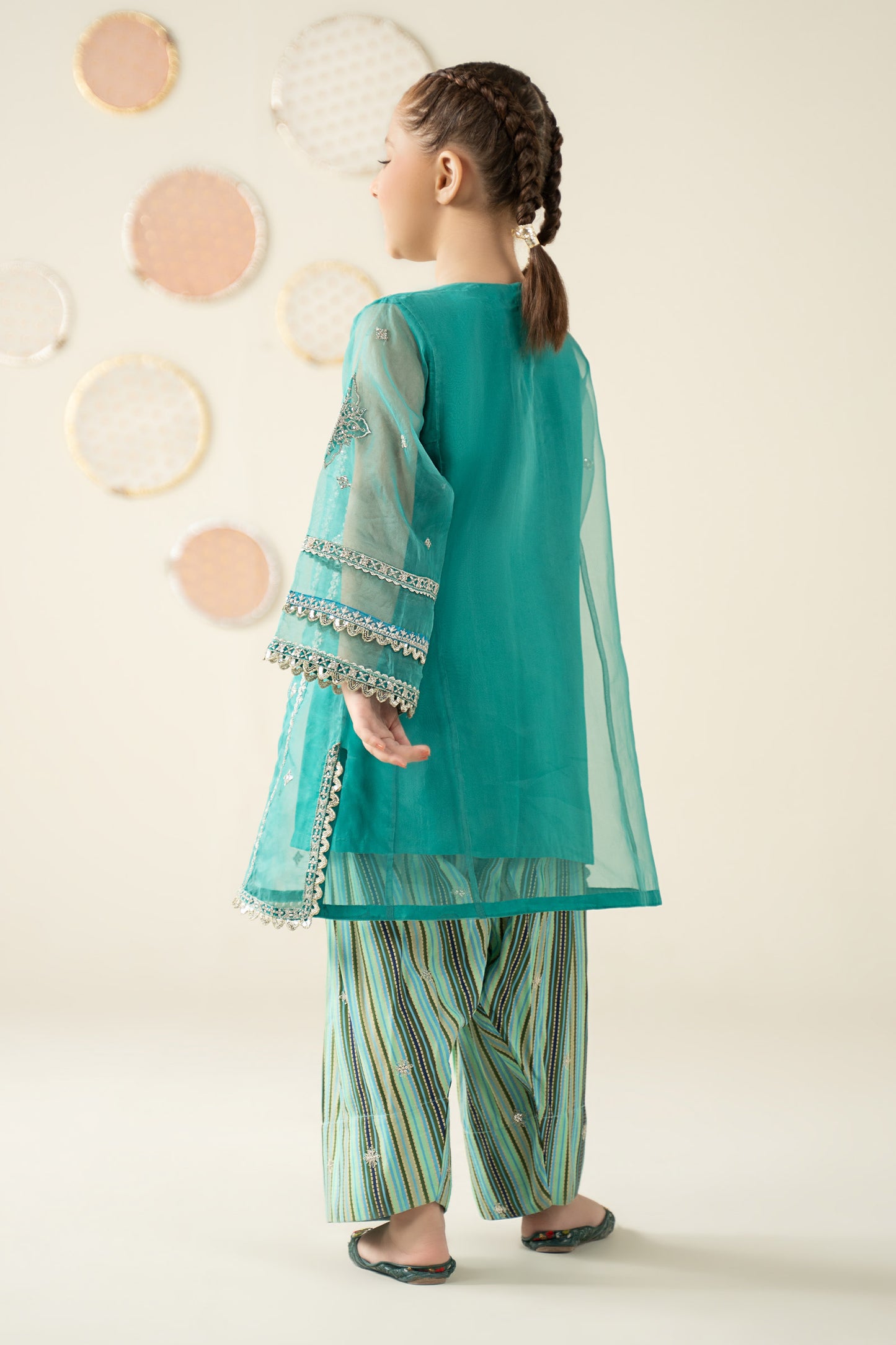 2 Piece Embroidered Organza Suit