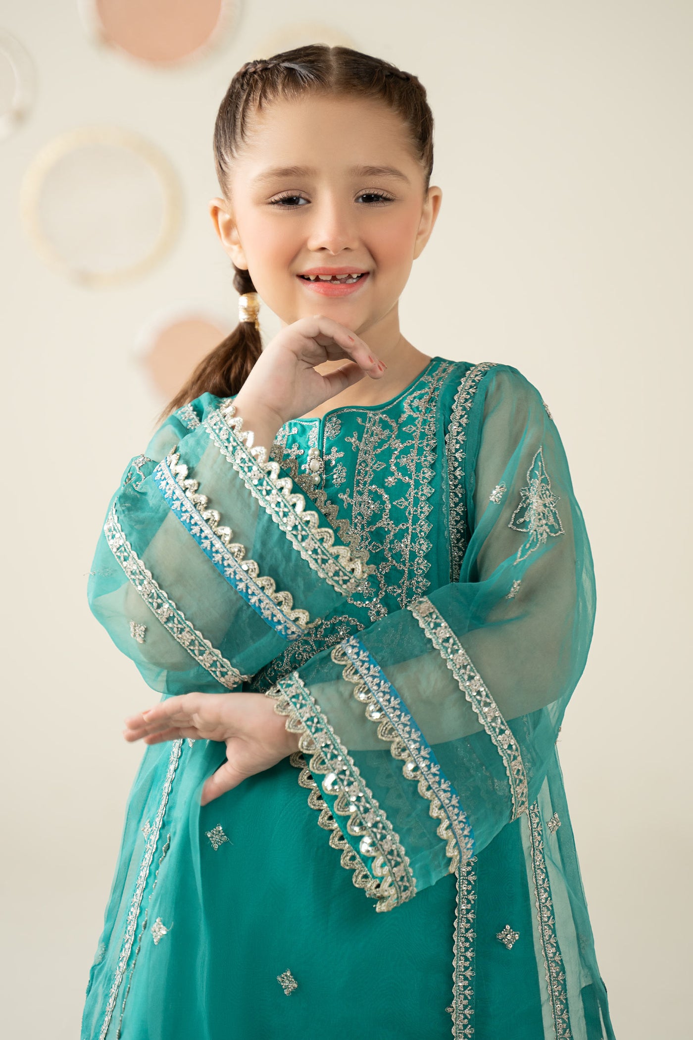 2 Piece Embroidered Organza Suit