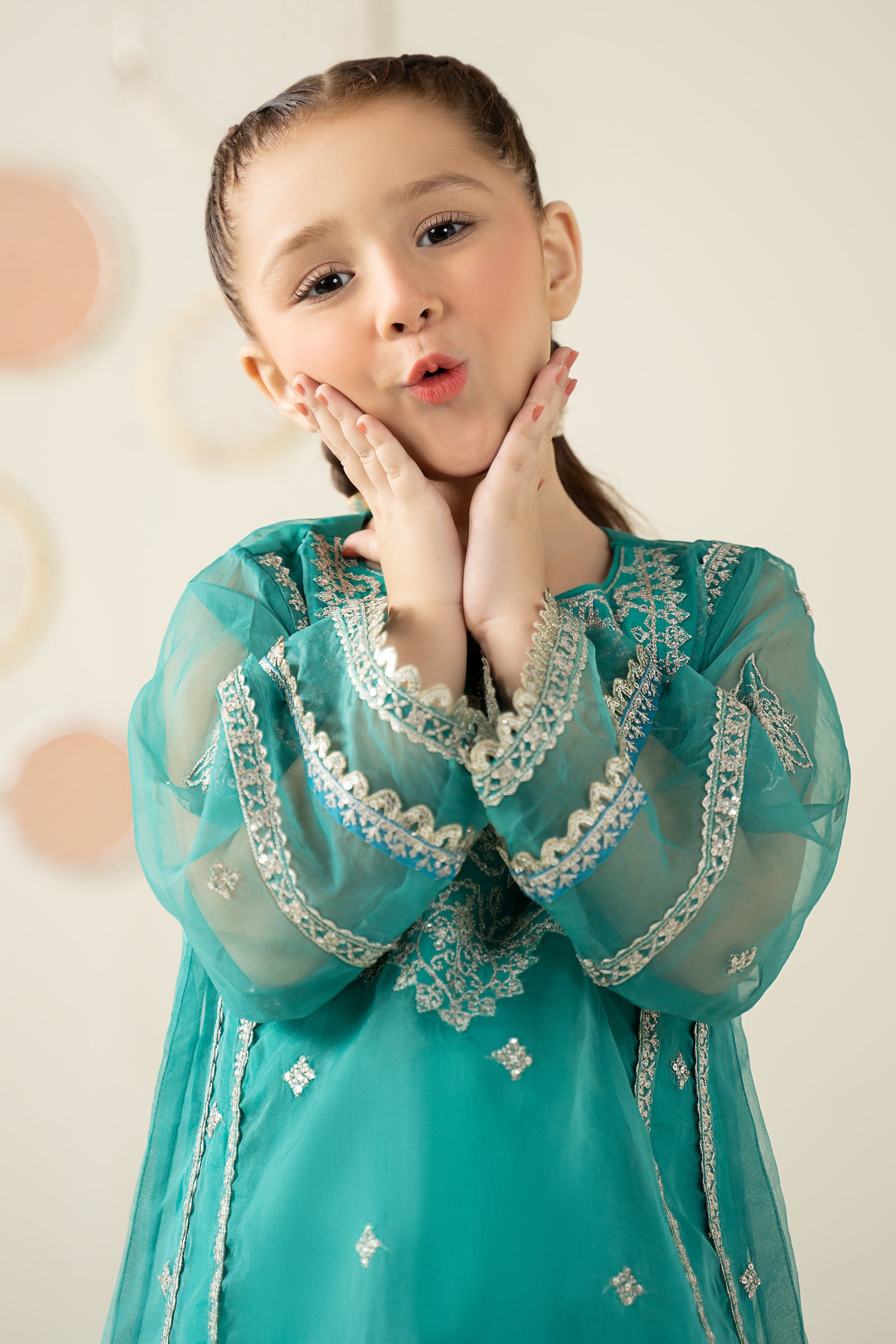 2 Piece Embroidered Organza Suit