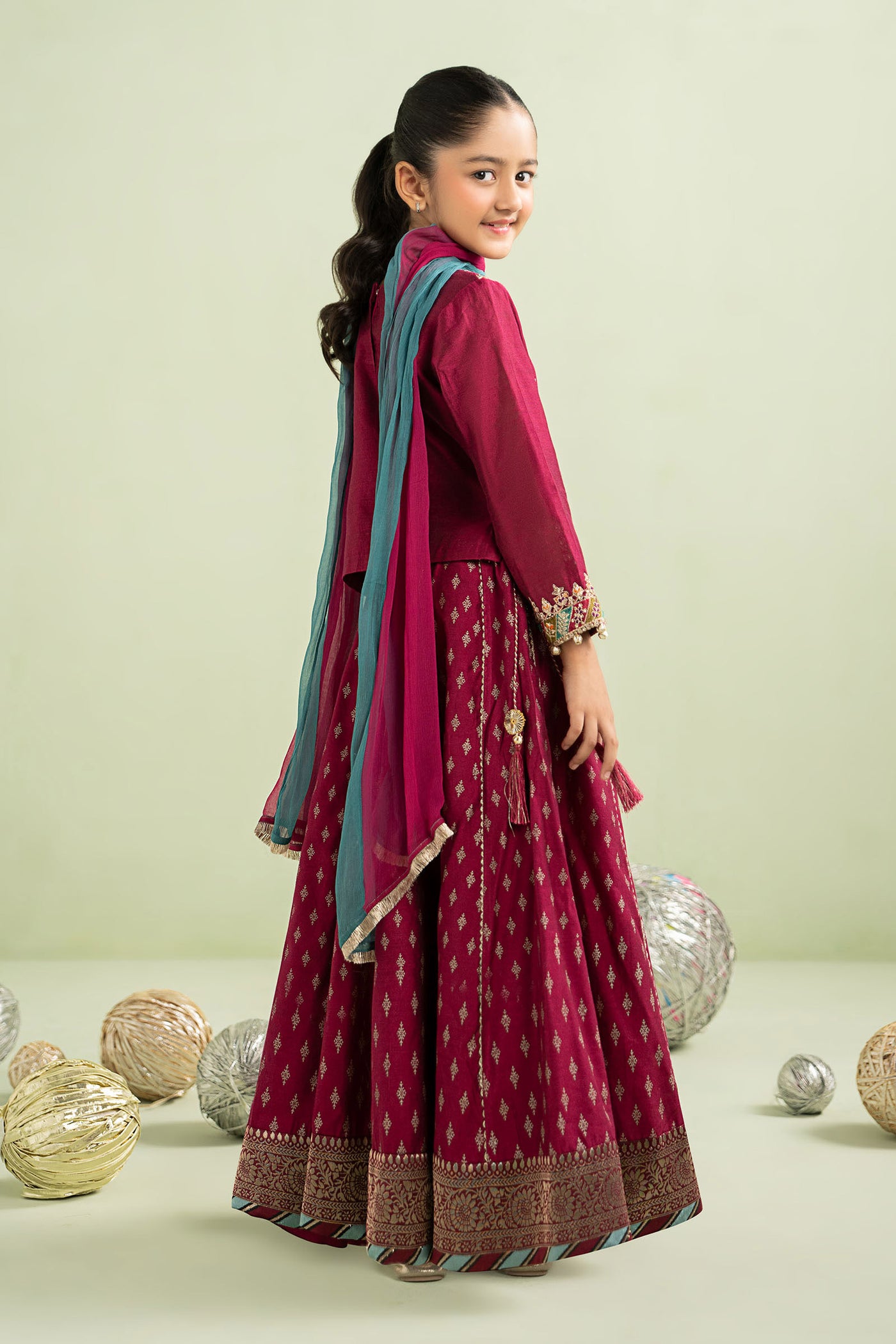 3 Piece Embroidered Silk Net Suit