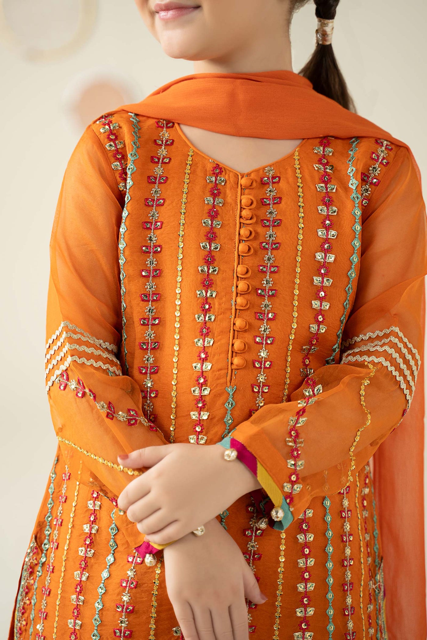 3 Piece Embroidered Organza Suit