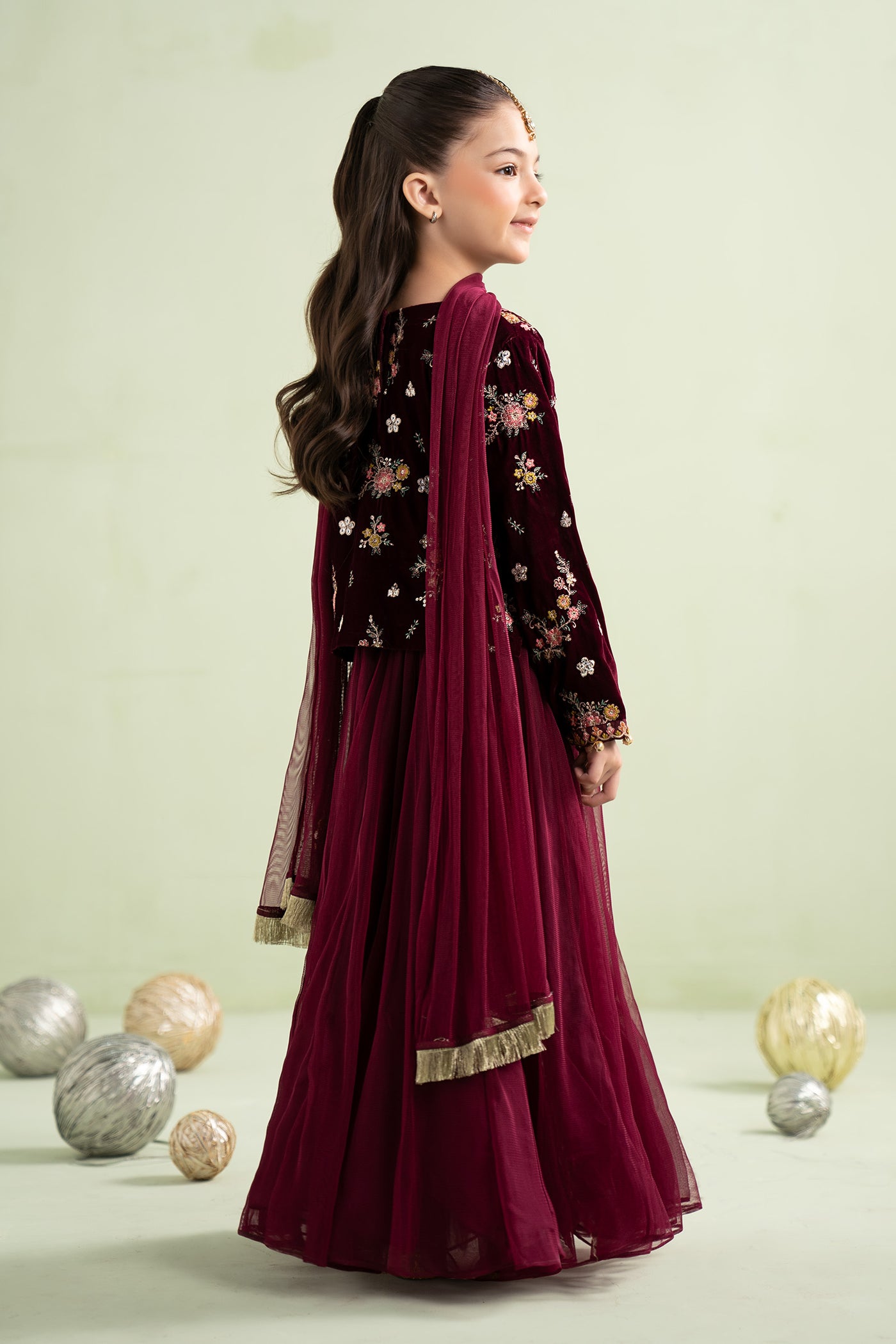 3 Piece Embroidered Velvet Suit