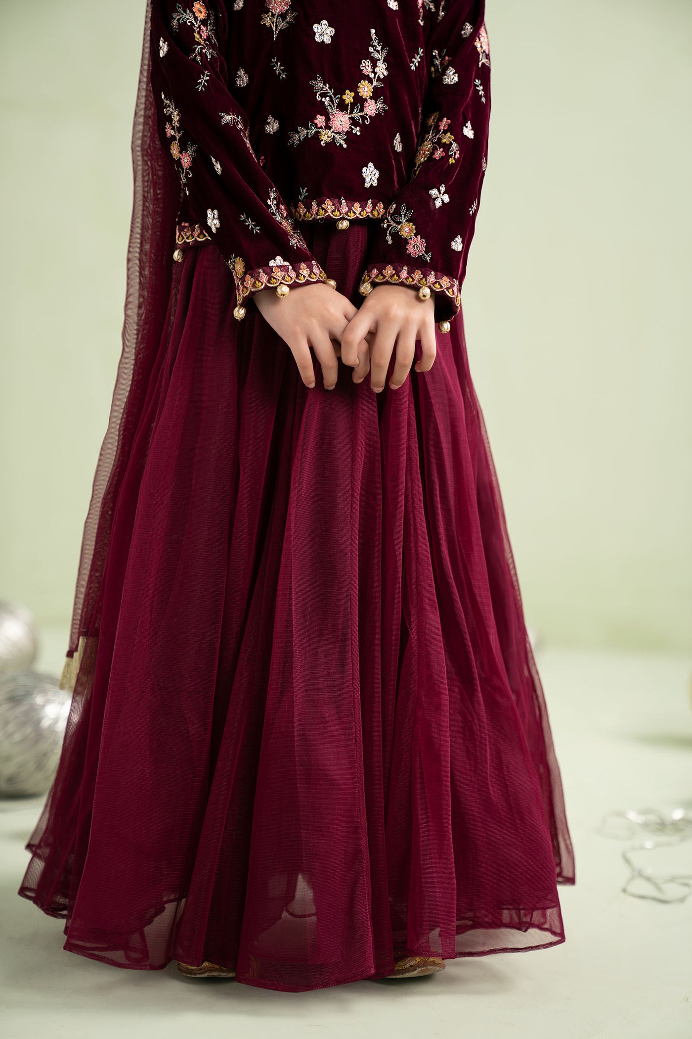 3 Piece Embroidered Velvet Suit