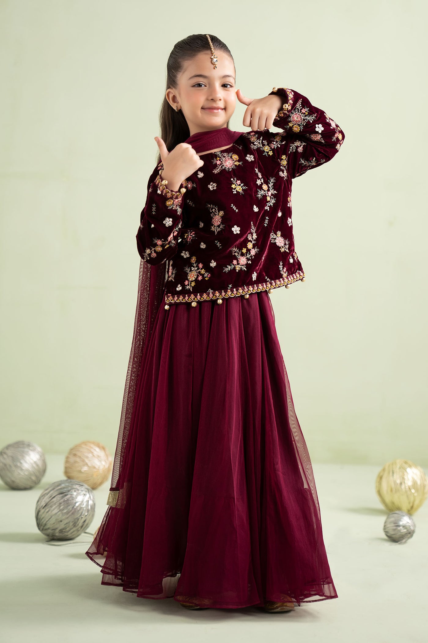 3 Piece Embroidered Velvet Suit