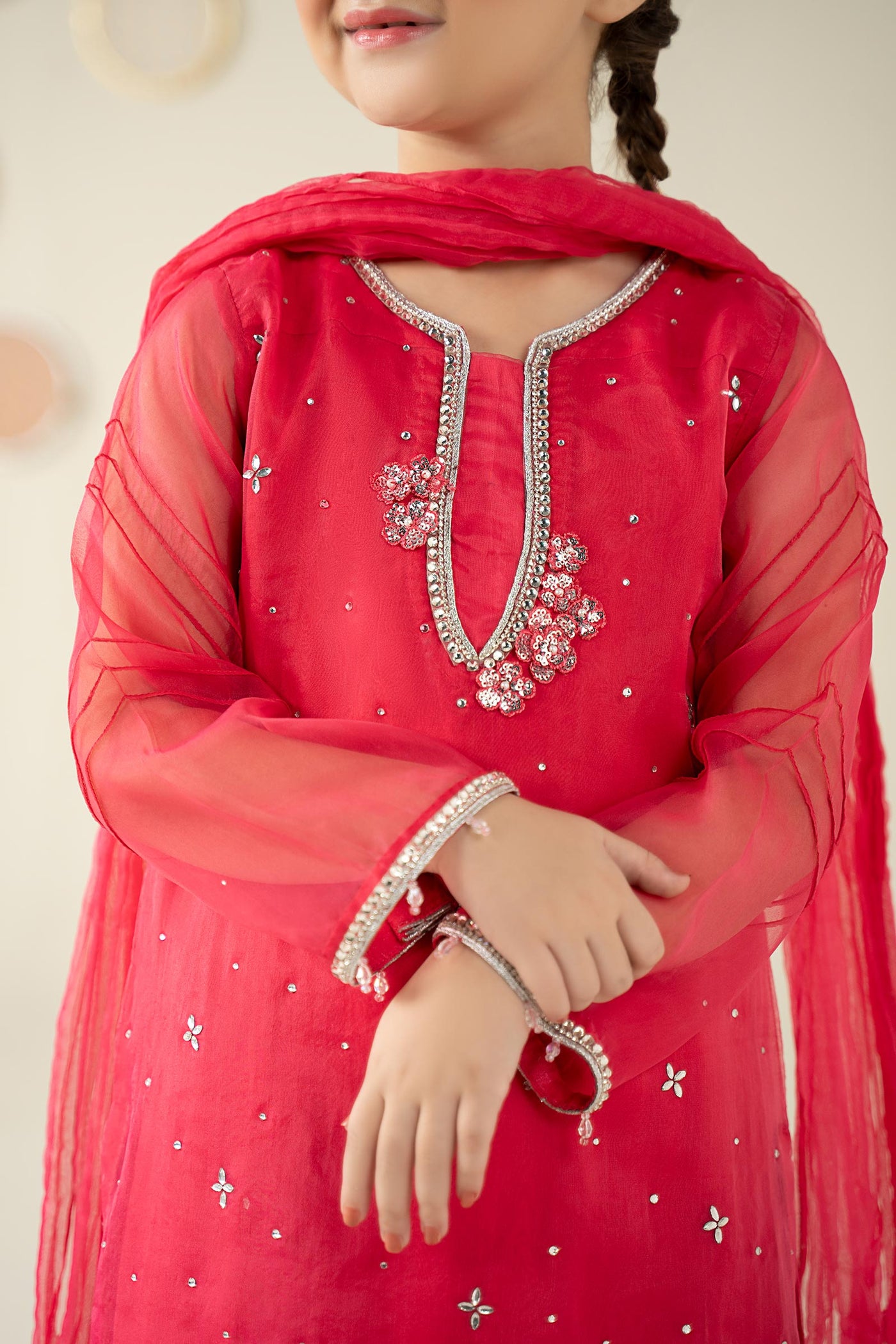 3 Piece Embellished Organza Suit