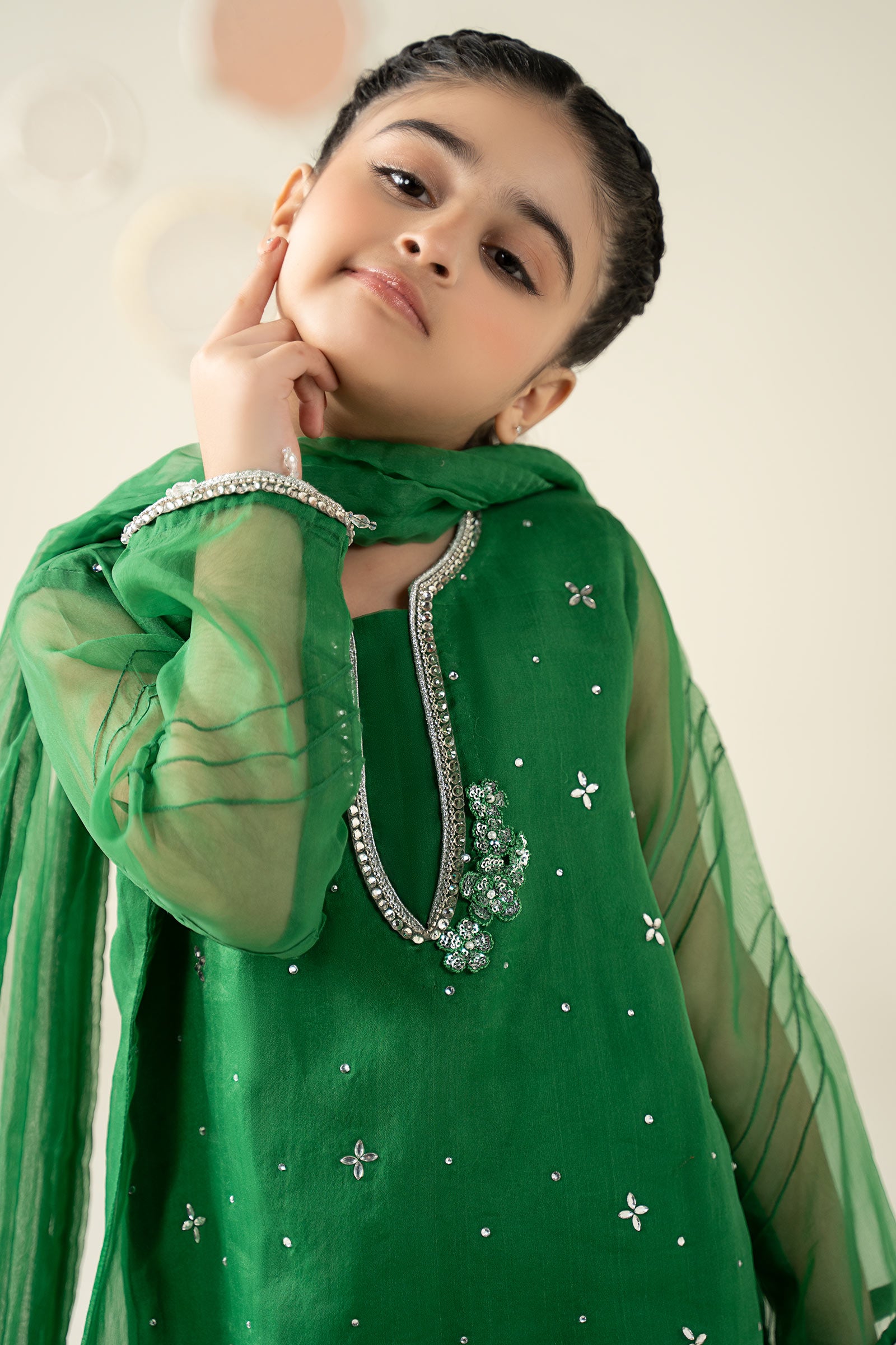 3 Piece Embellished Organza Suit