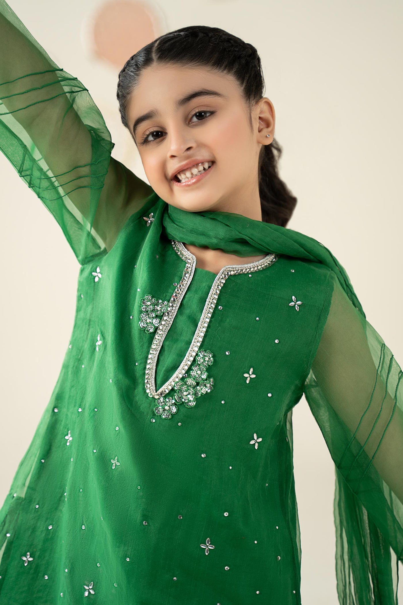 3 Piece Embellished Organza Suit