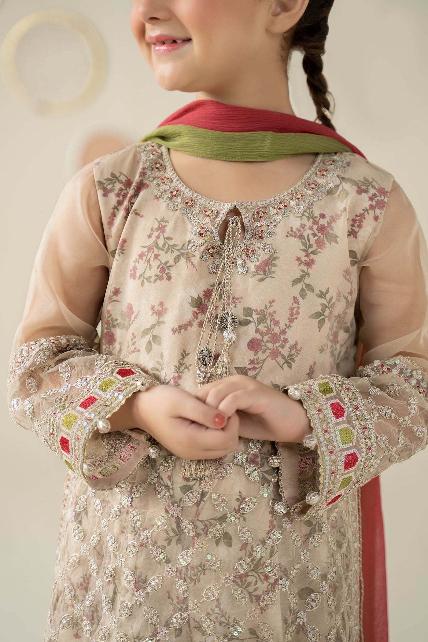 3 Piece Embroidered Organza Suit