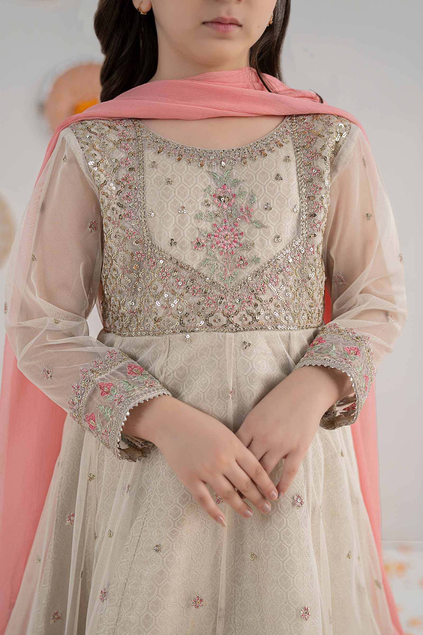 3 Piece Embroidered Net Suit