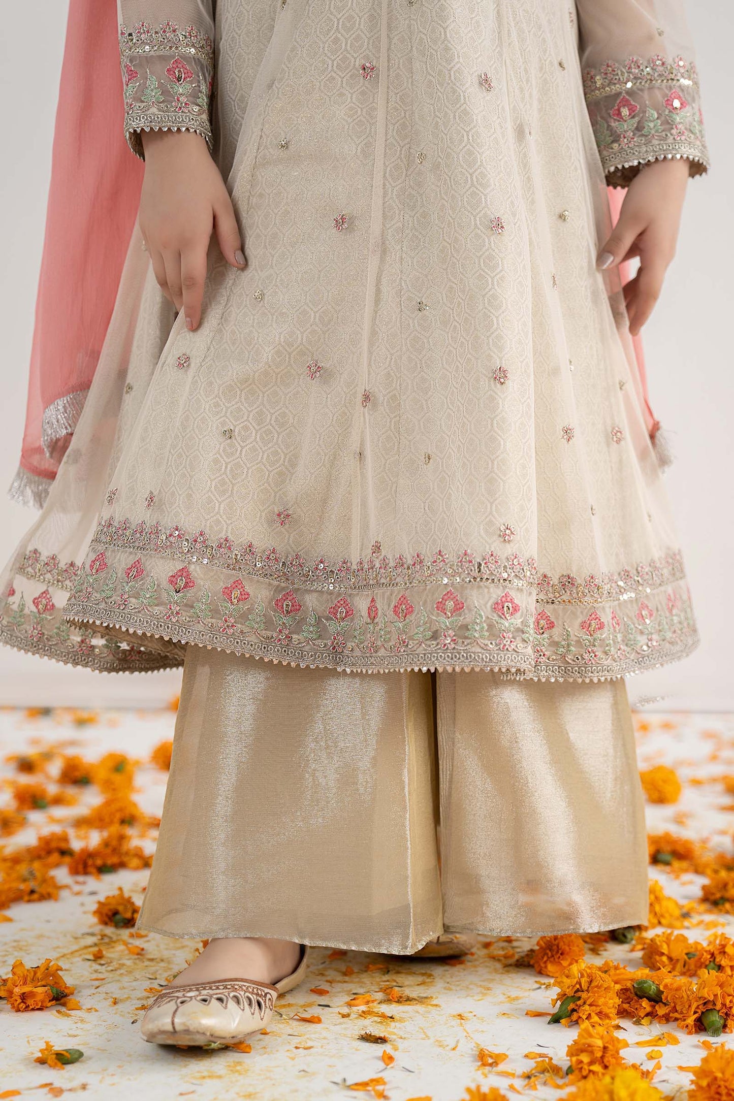 3 Piece Embroidered Net Suit