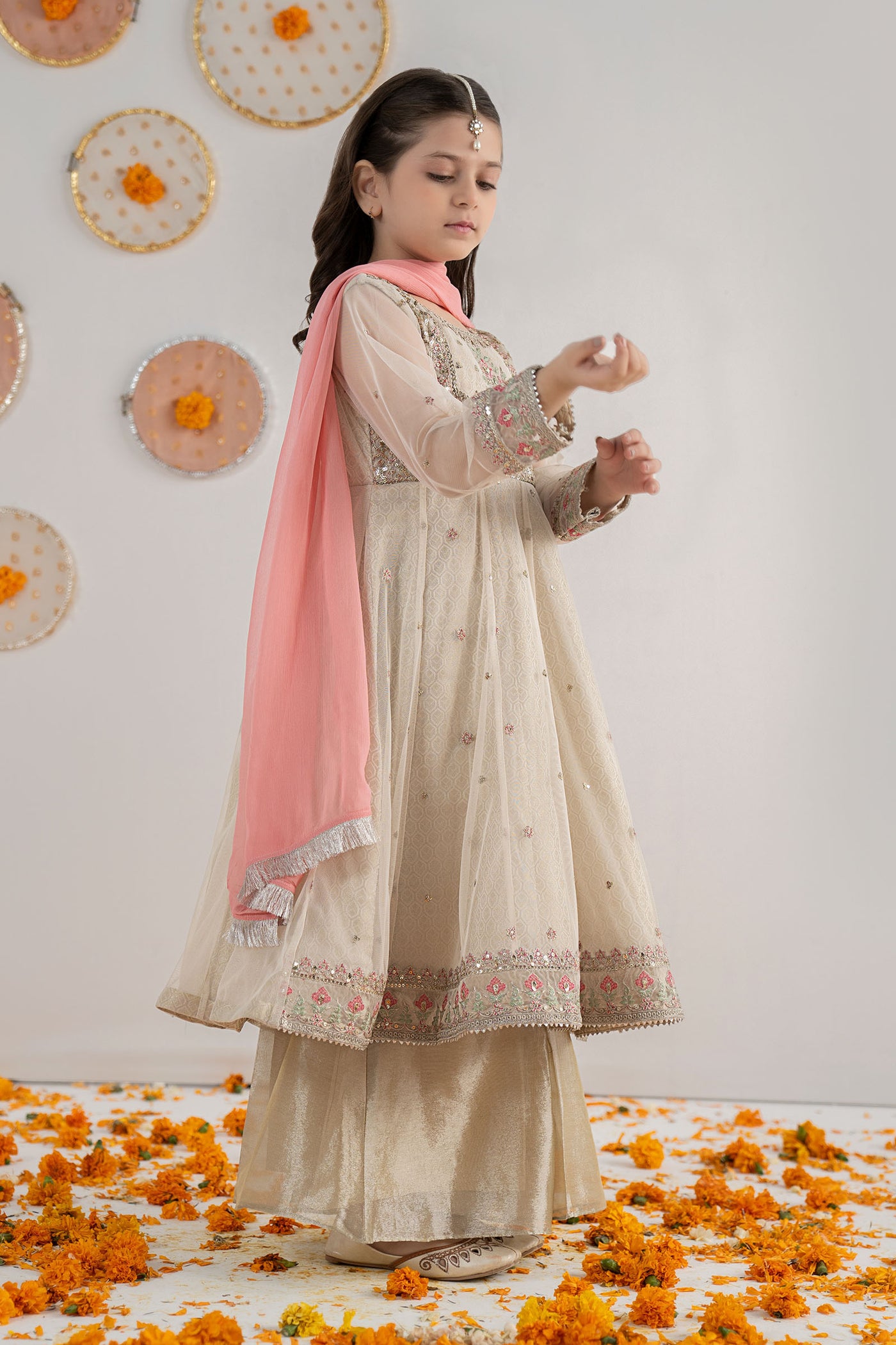 3 Piece Embroidered Net Suit