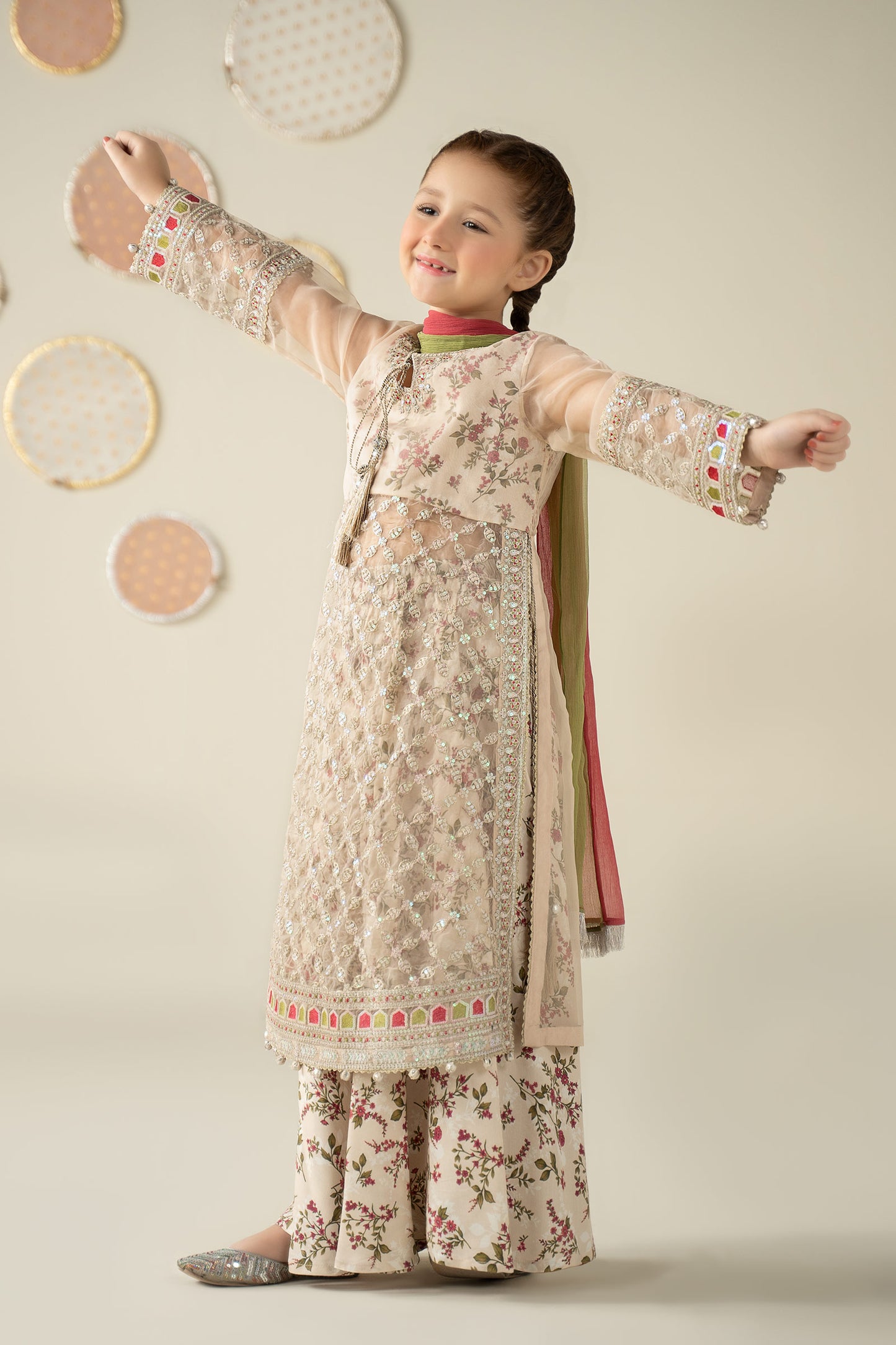 3 Piece Embroidered Organza Suit