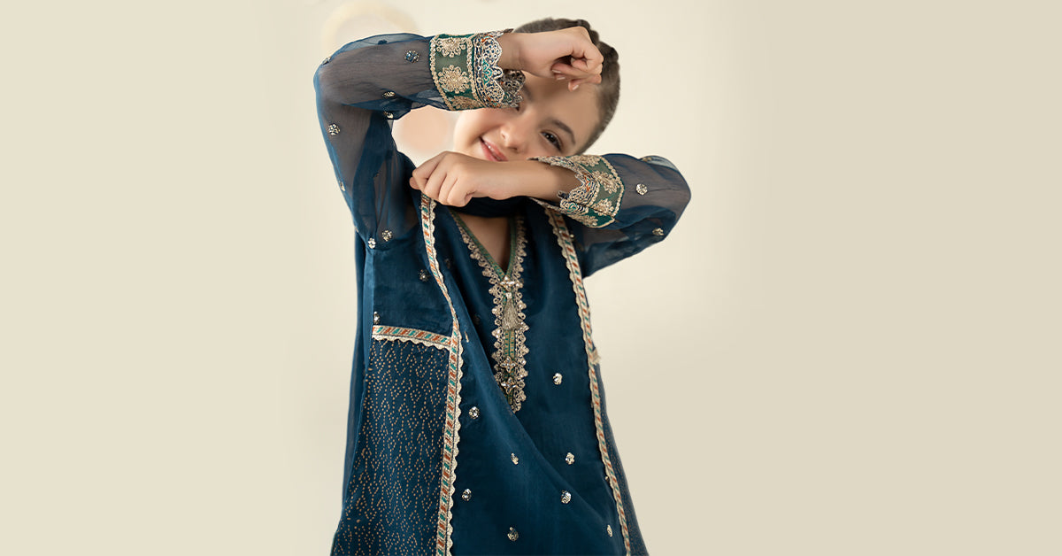 3 Piece Embroidered Organza Suit