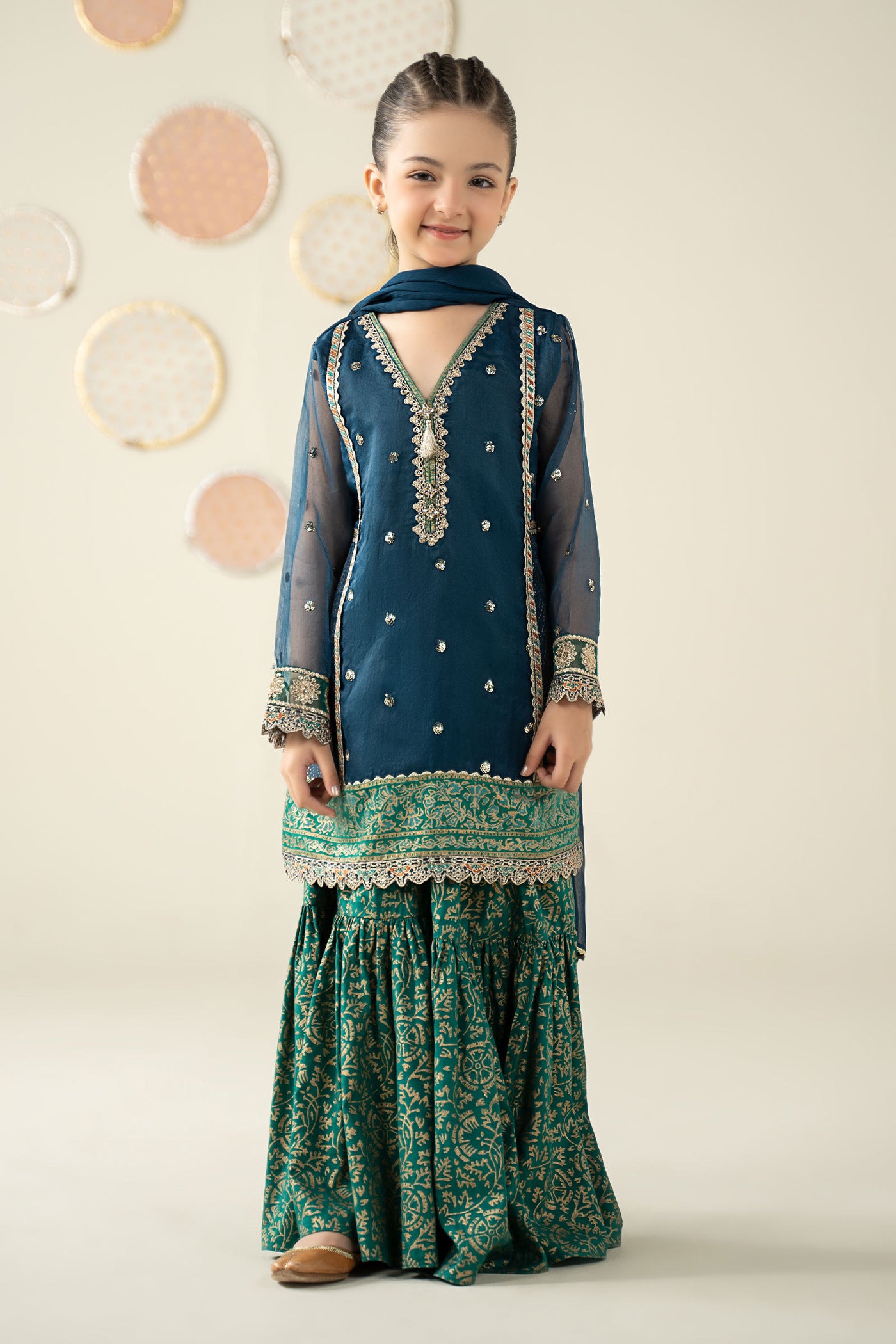 3 Piece Embroidered Organza Suit