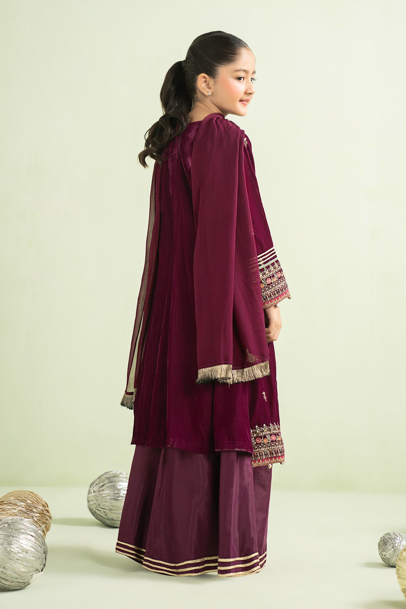 3 Piece Embroidered Velvet Suit