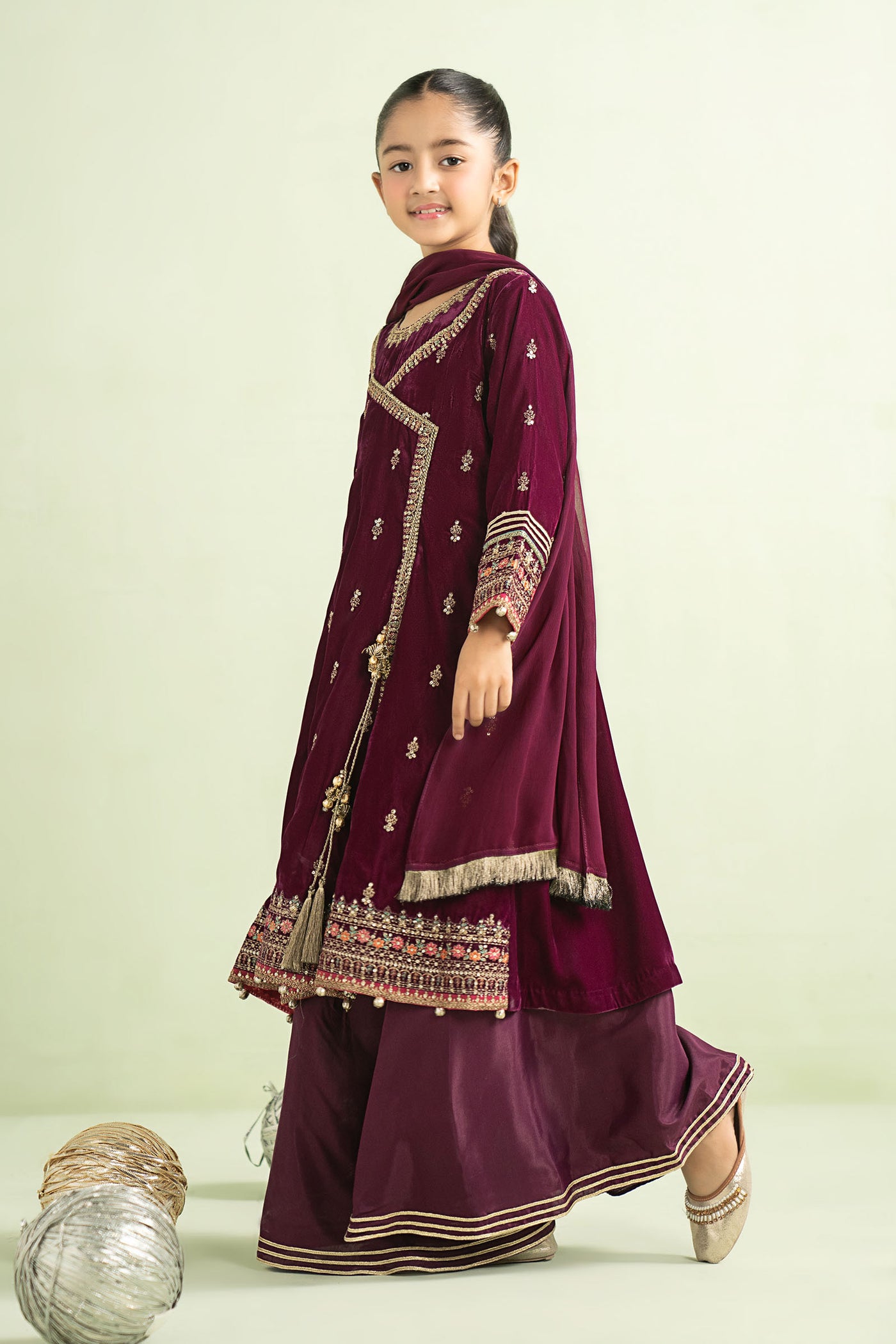 3 Piece Embroidered Velvet Suit
