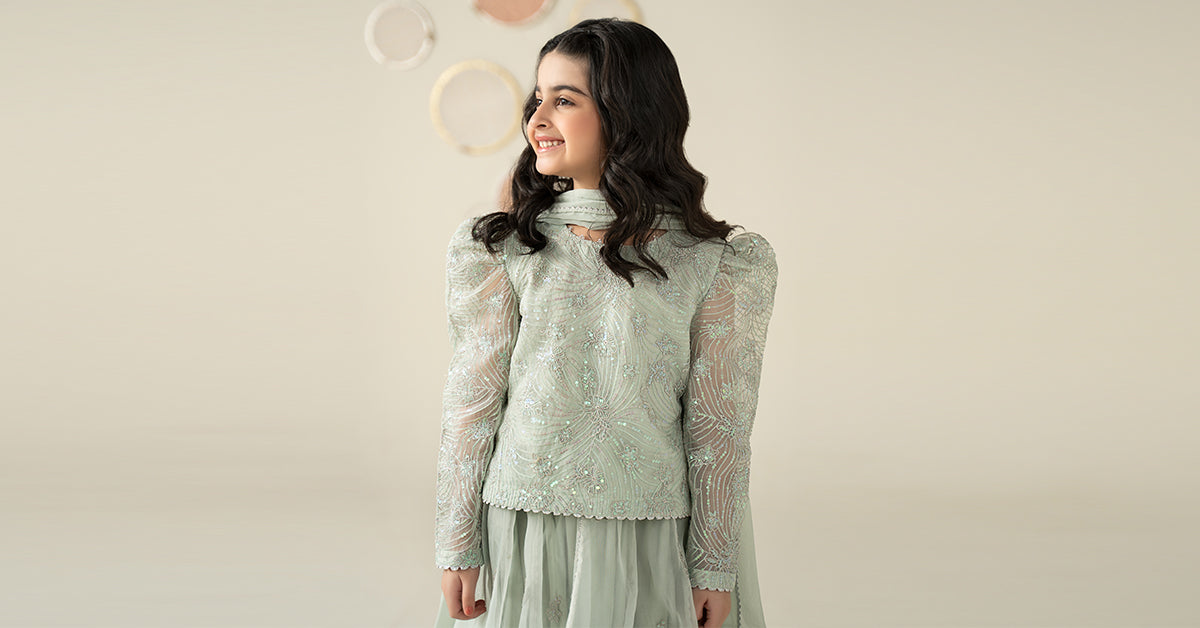 3 Piece Embroidered Organza Suit