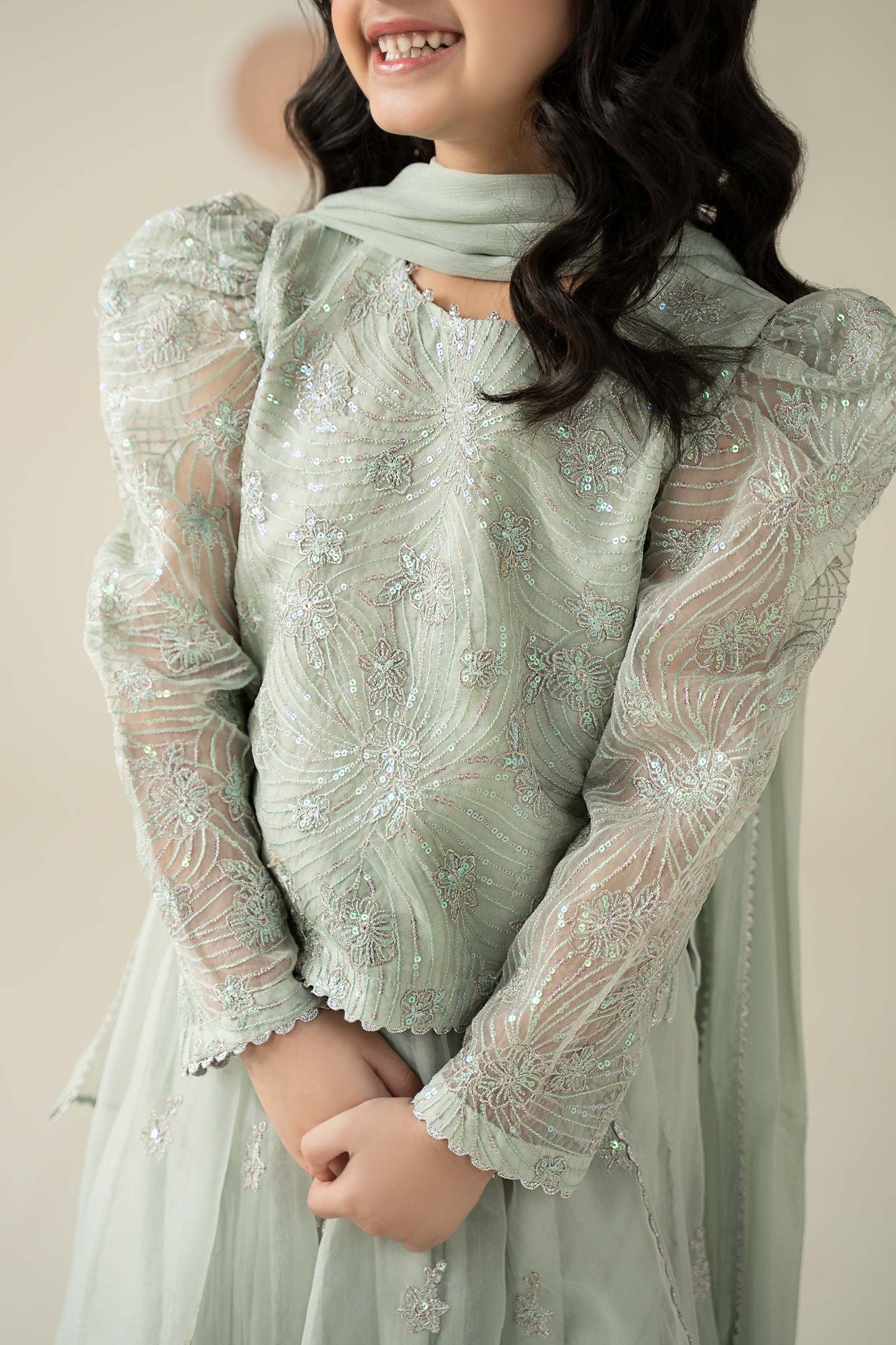 3 Piece Embroidered Organza Suit