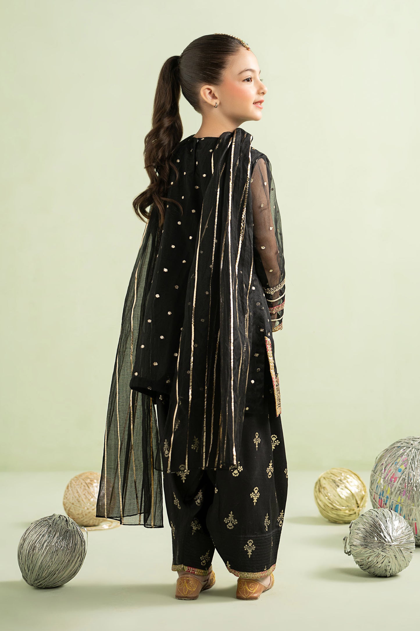3 Piece Embroidered Lurex Organza Suit