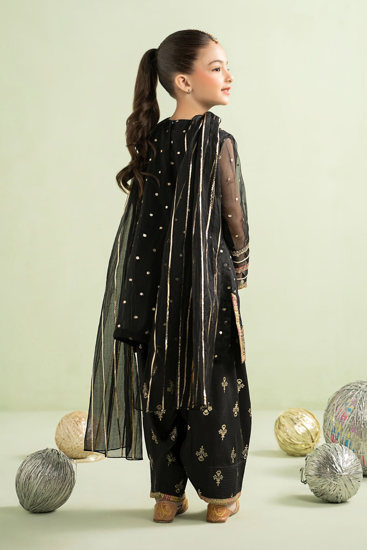 3 Piece Embroidered Lurex Organza Suit