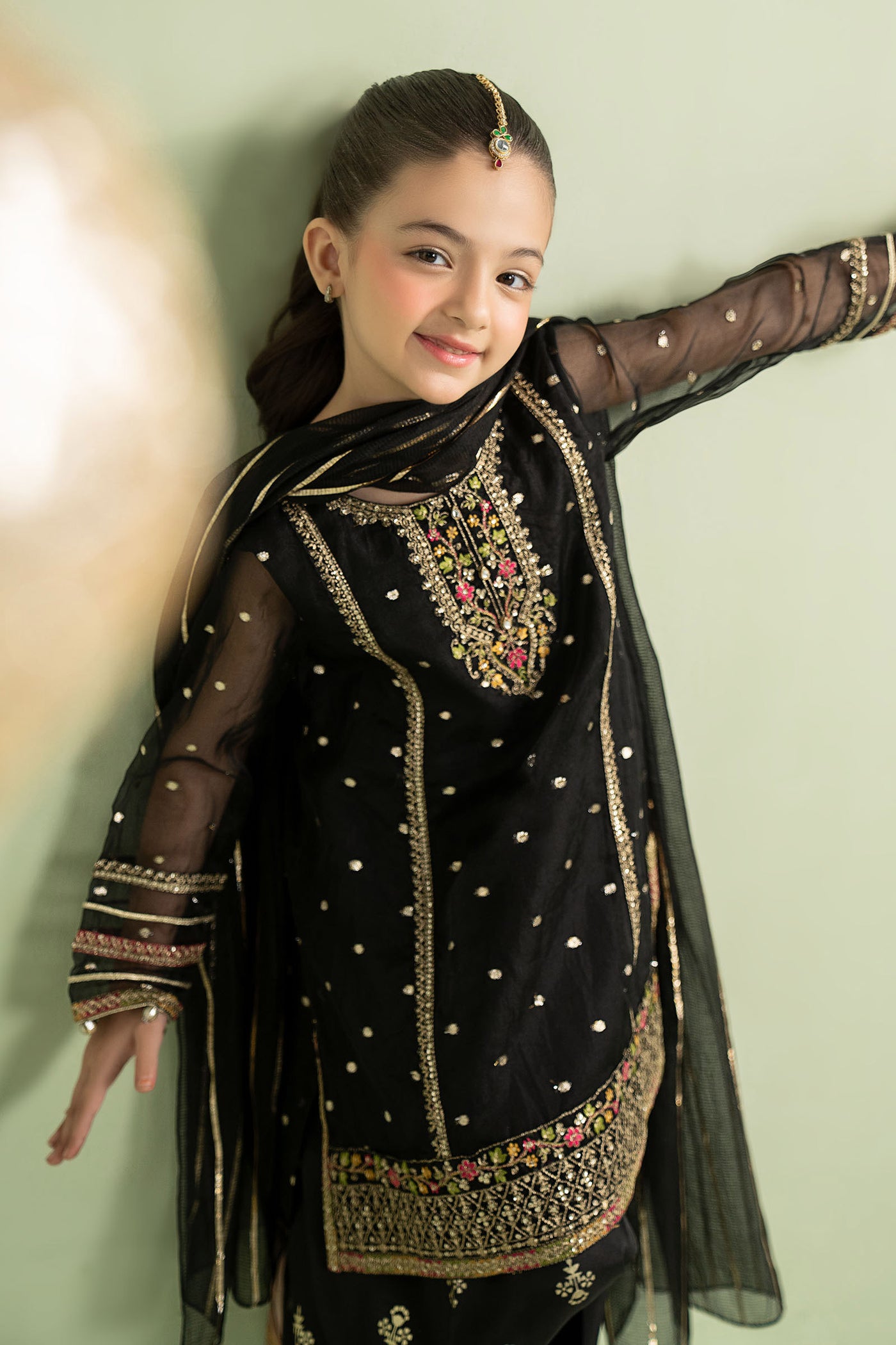 3 Piece Embroidered Lurex Organza Suit