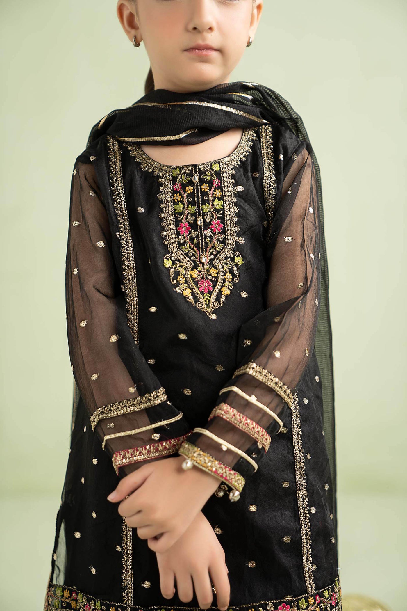 3 Piece Embroidered Lurex Organza Suit