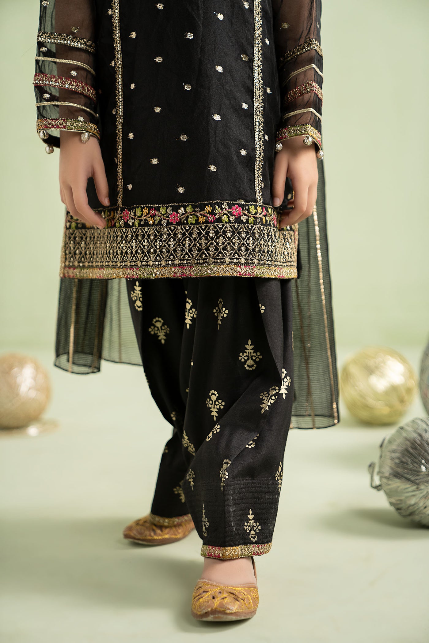 3 Piece Embroidered Lurex Organza Suit