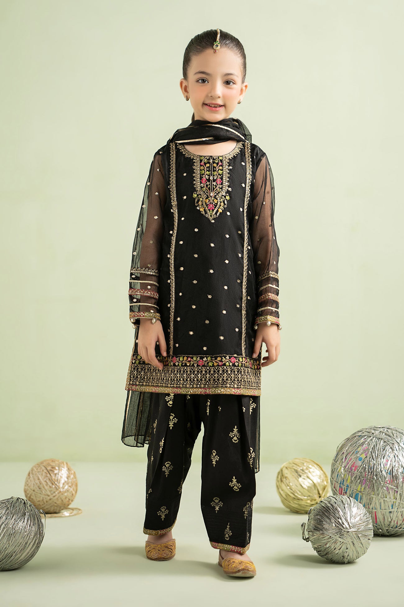 3 Piece Embroidered Lurex Organza Suit