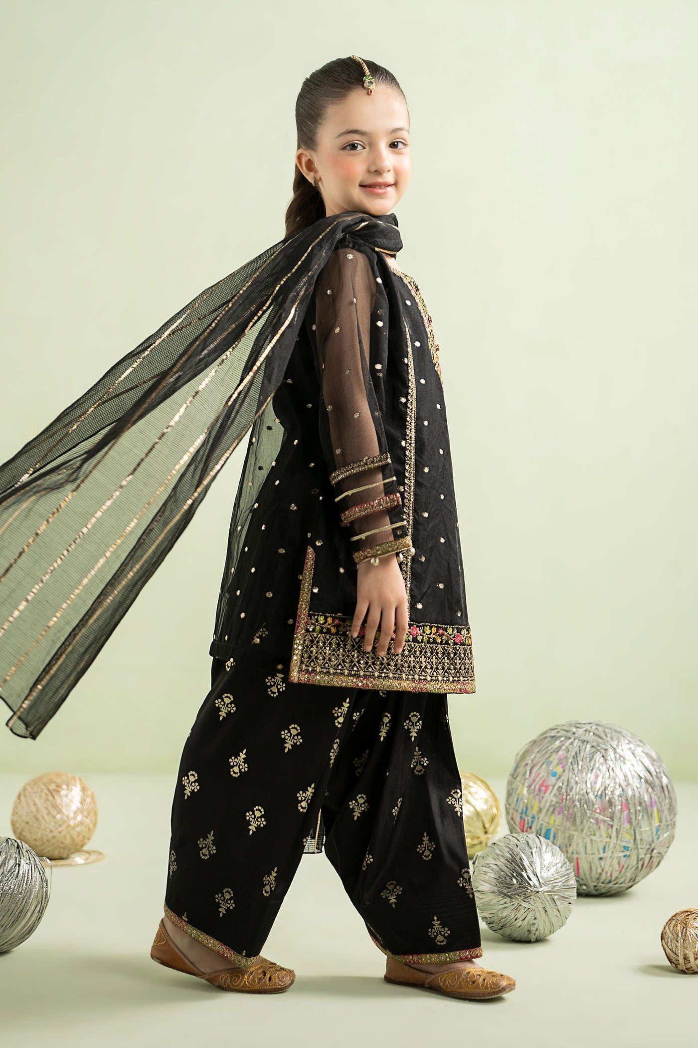 3 Piece Embroidered Lurex Organza Suit