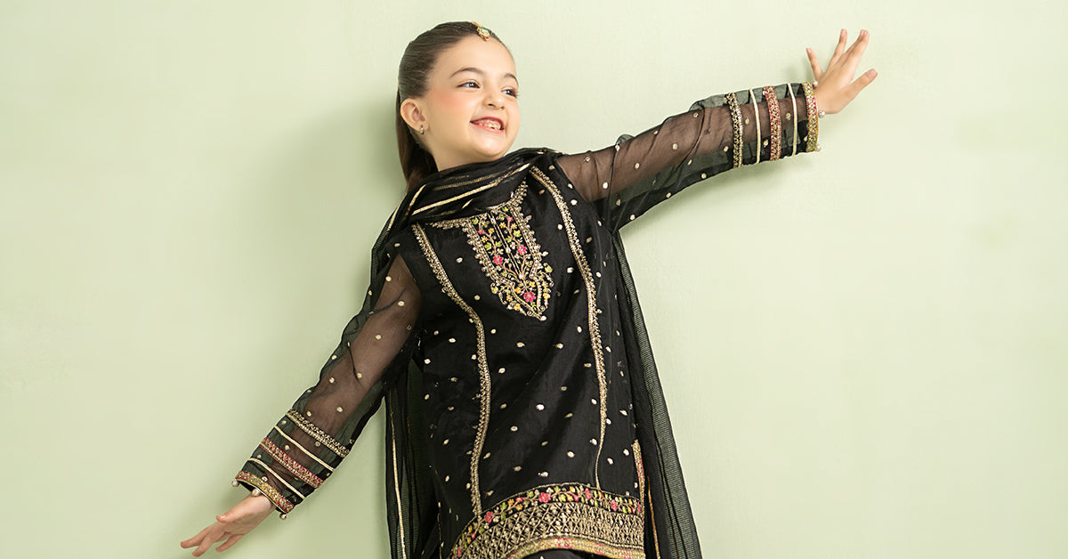 3 Piece Embroidered Lurex Organza Suit