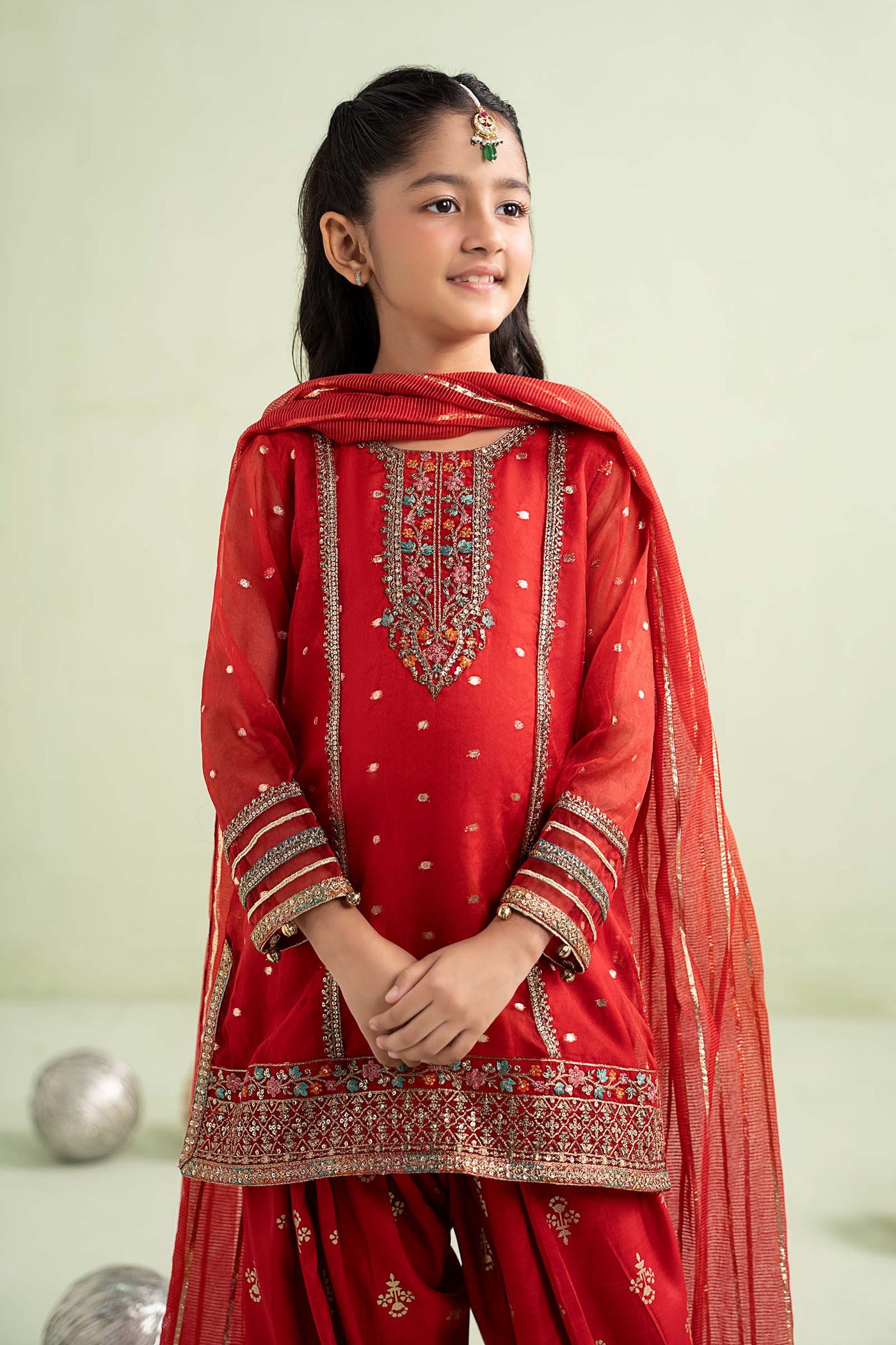 3 Piece Embroidered Lurex Organza Suit