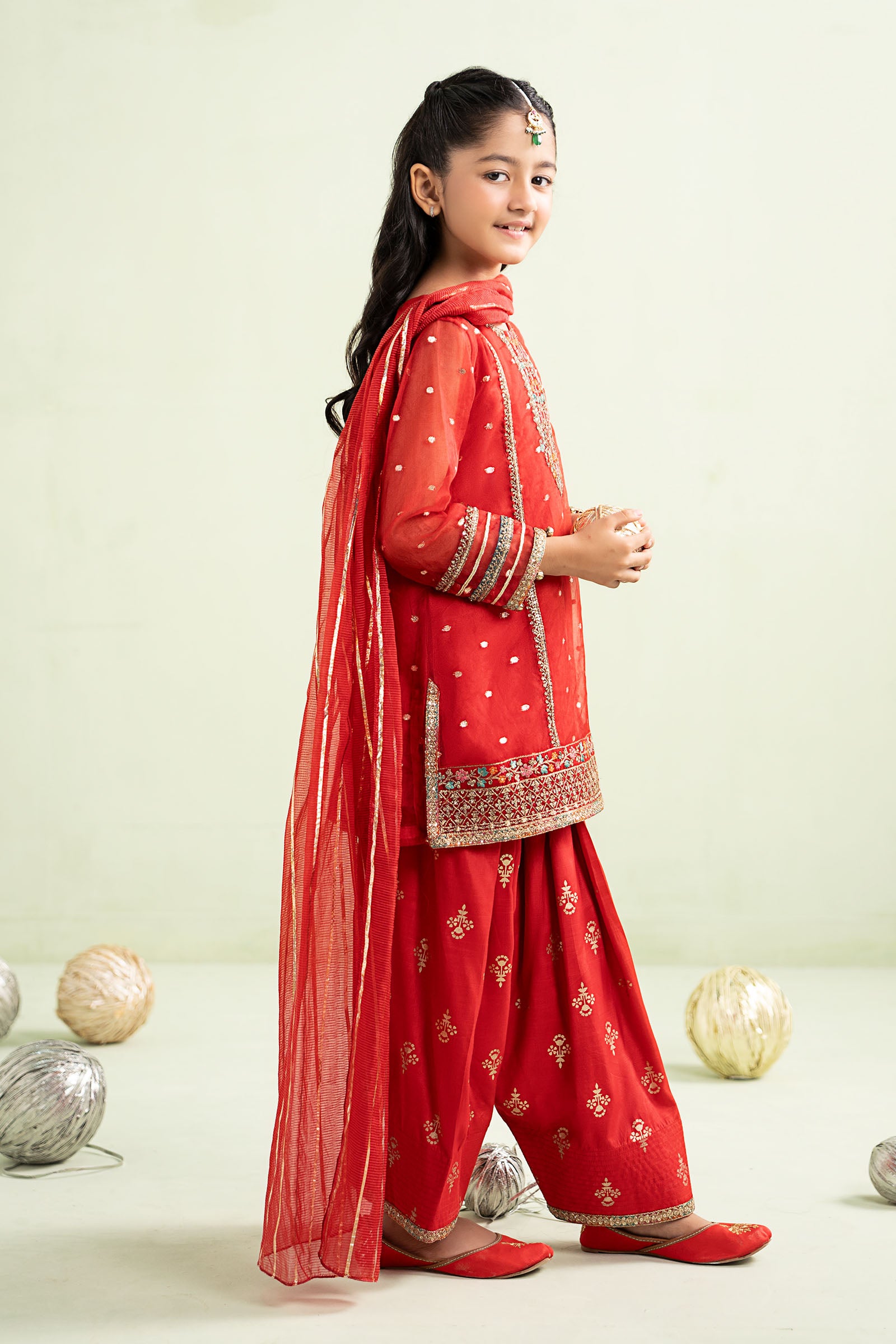 3 Piece Embroidered Lurex Organza Suit