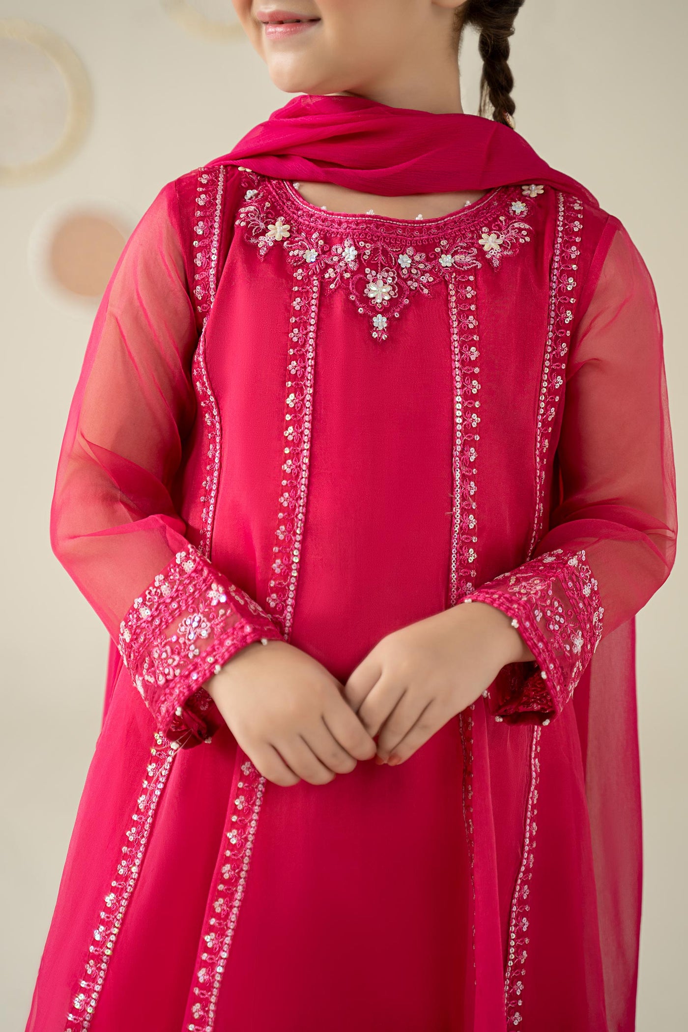 3 Piece Embroidered Organza Suit